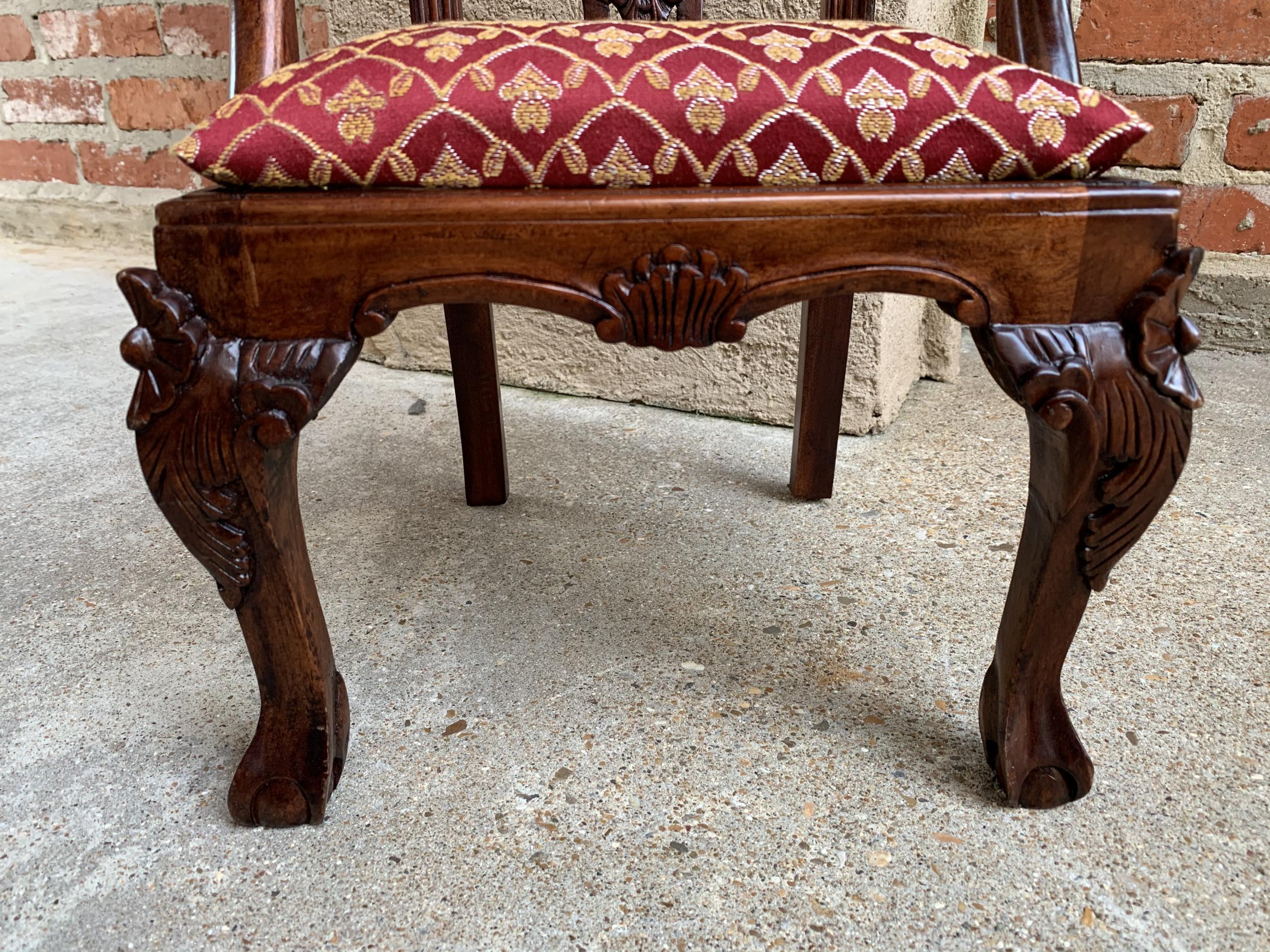 Fabric Antique French Carved Mahogany Doll Child’s Chair Louis XV Style, 20th Century
