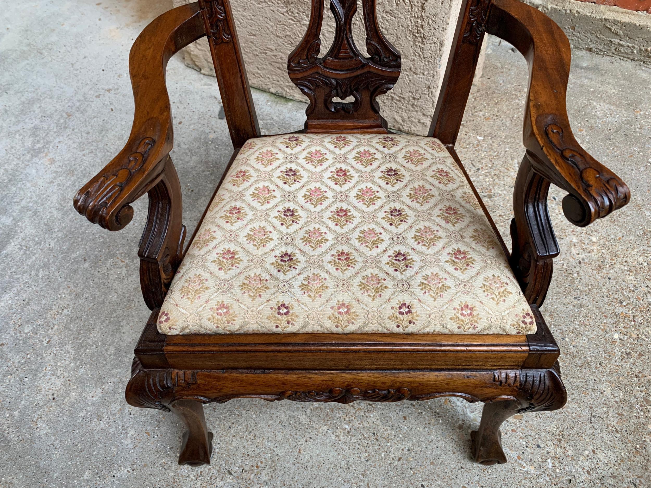 Early 20th Century Antique French Carved Mahogany Doll Child’s Chair Louis XV Style PETITE