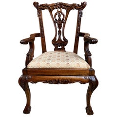 Antique French Carved Mahogany Doll Child’s Chair Louis XV Style PETITE