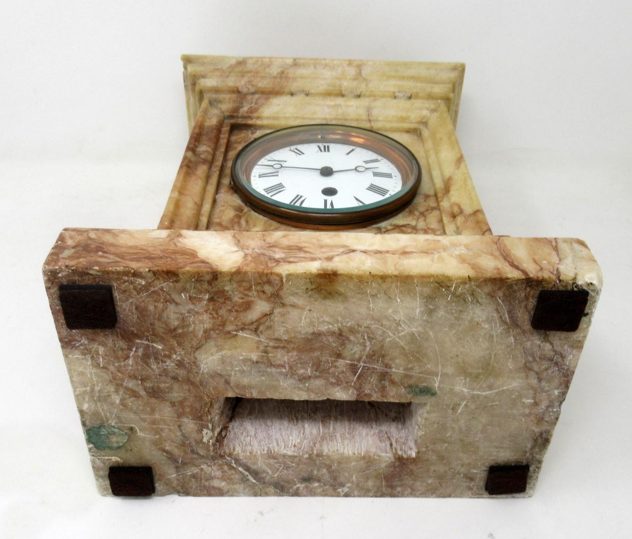 Antique French Carved Marble Architectural Castle Form Mantle Clock Timepiece  5
