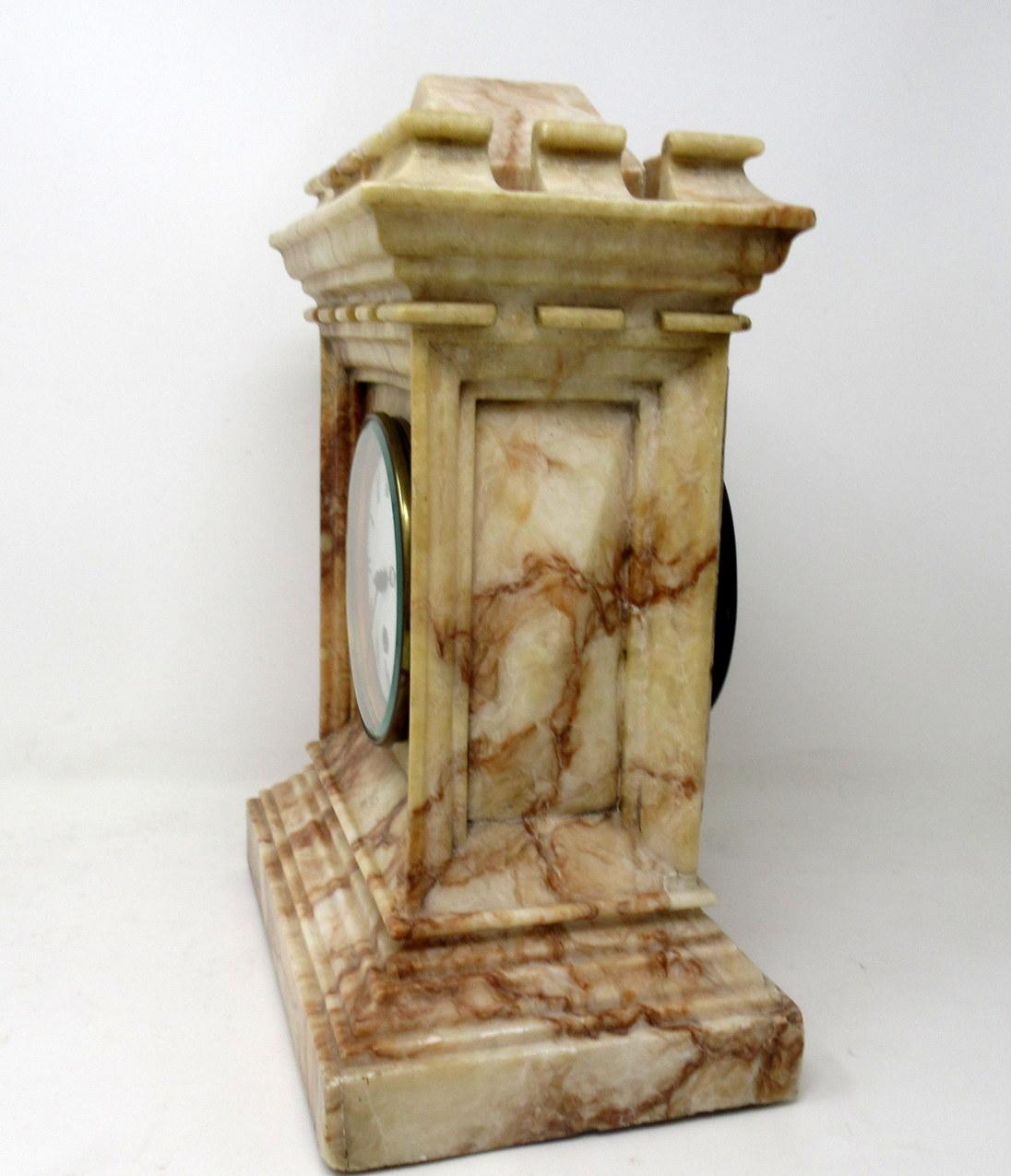 19th Century Antique French Carved Marble Architectural Castle Form Mantle Clock Timepiece 