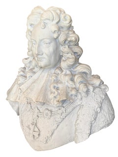 A French Antique Carved White Marble Bust of Louis XIV 'The Sun King' Circa 1890