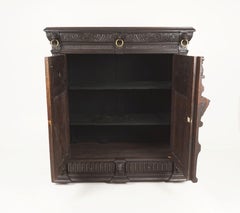 Antique French Carved Oak 19th Century Hall Cabinet, Side Cabinet, France, 1880