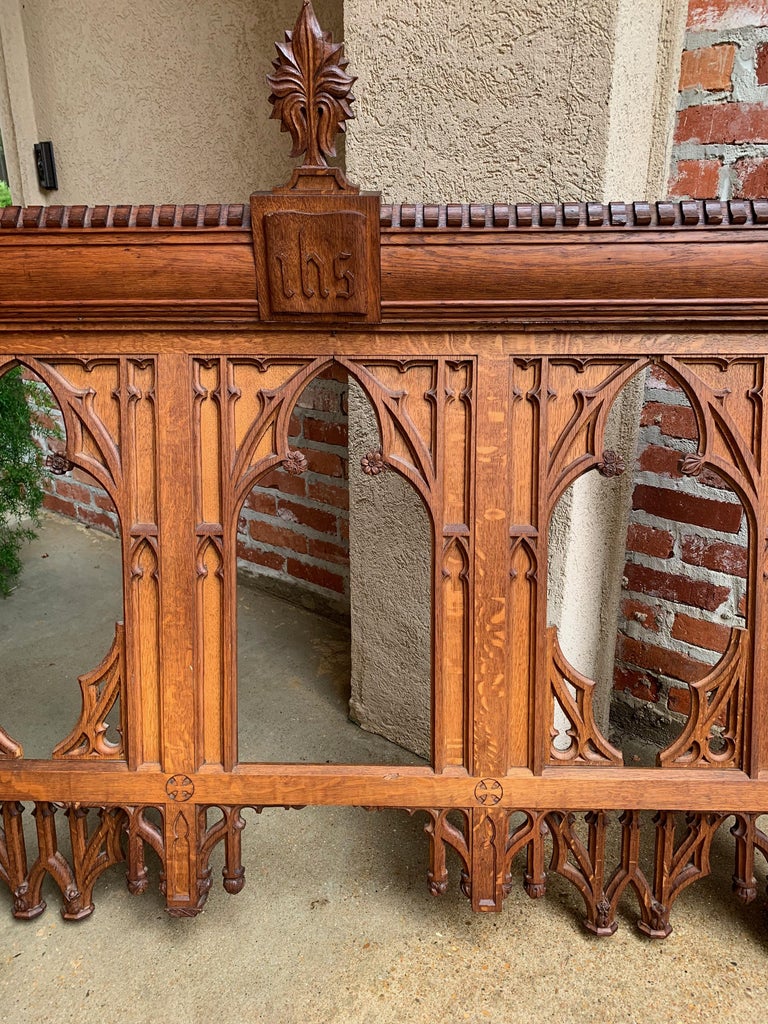 Antique French Carved Oak Altar Wall Hanging Gothic Architectural