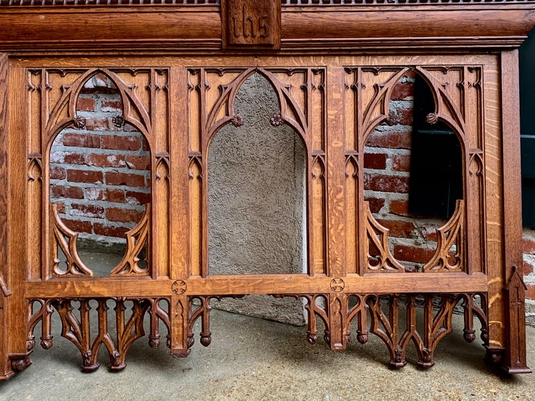Antique French Carved Oak Altar Wall Hanging Gothic Architectural