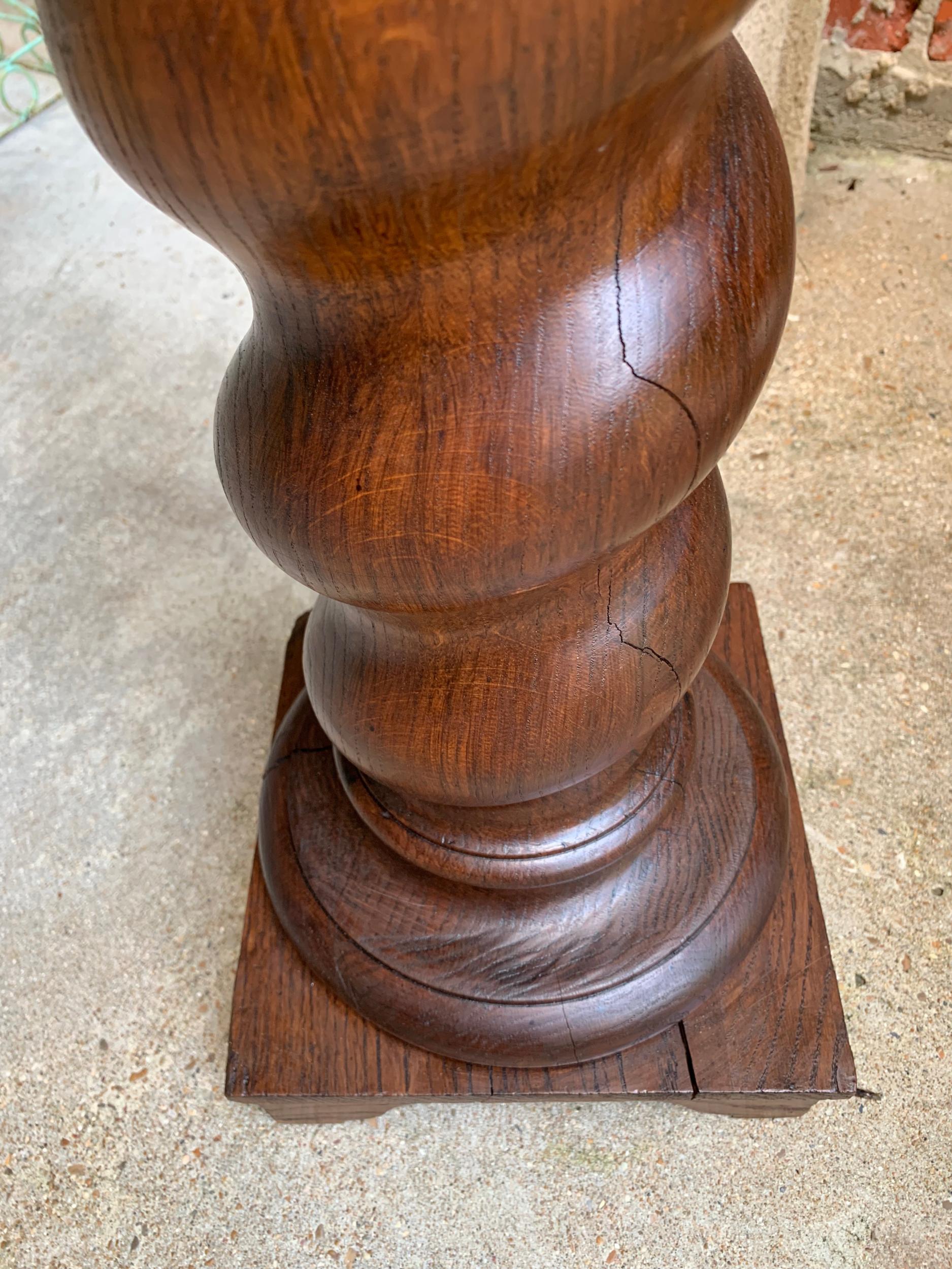 19th century French Carved Oak Barley Twist Column Pedestal Plant Stand Display 1