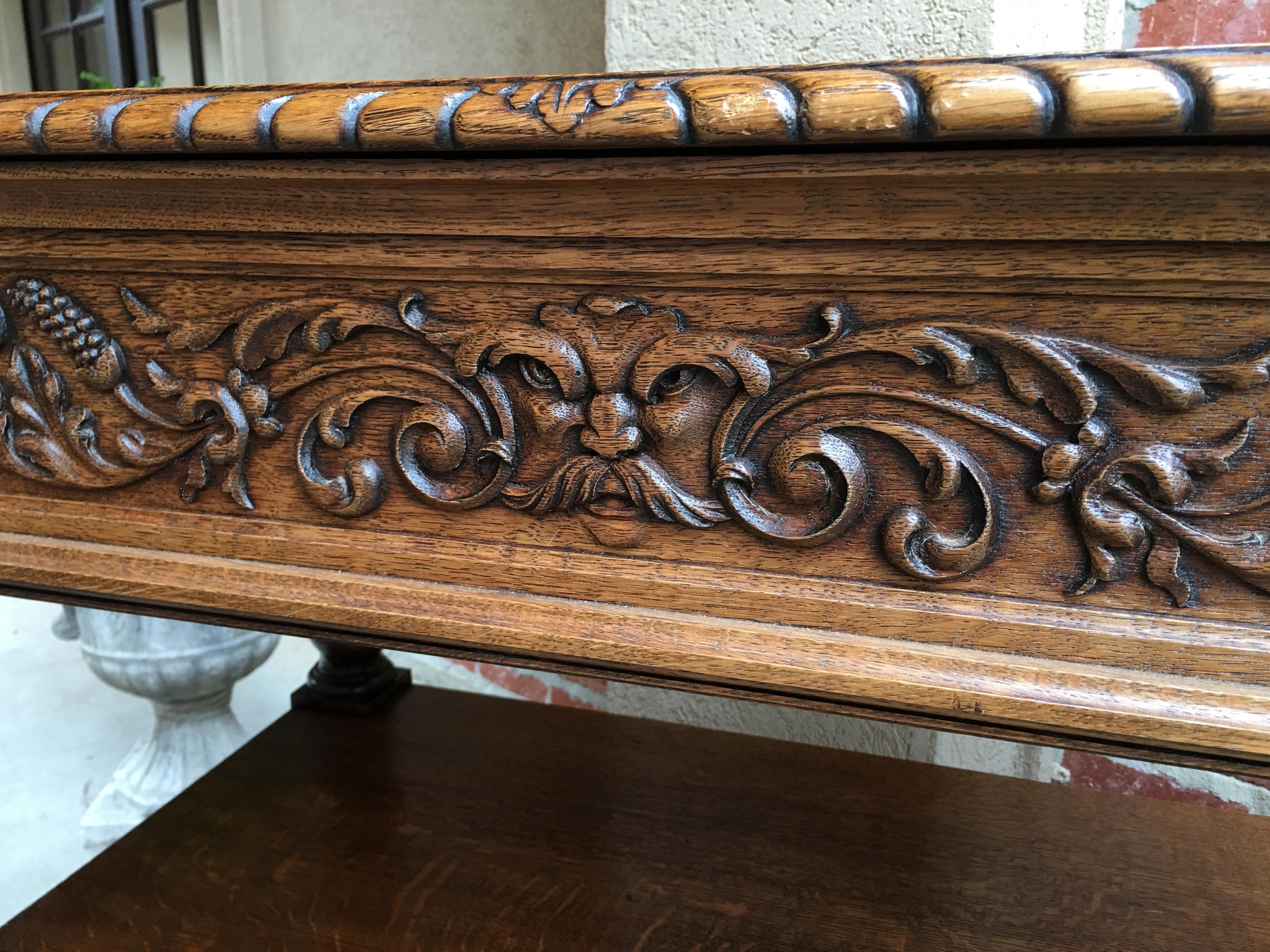 Antique French Carved Oak Barley Twist Renaissance Server Sideboard Buffet Table 5