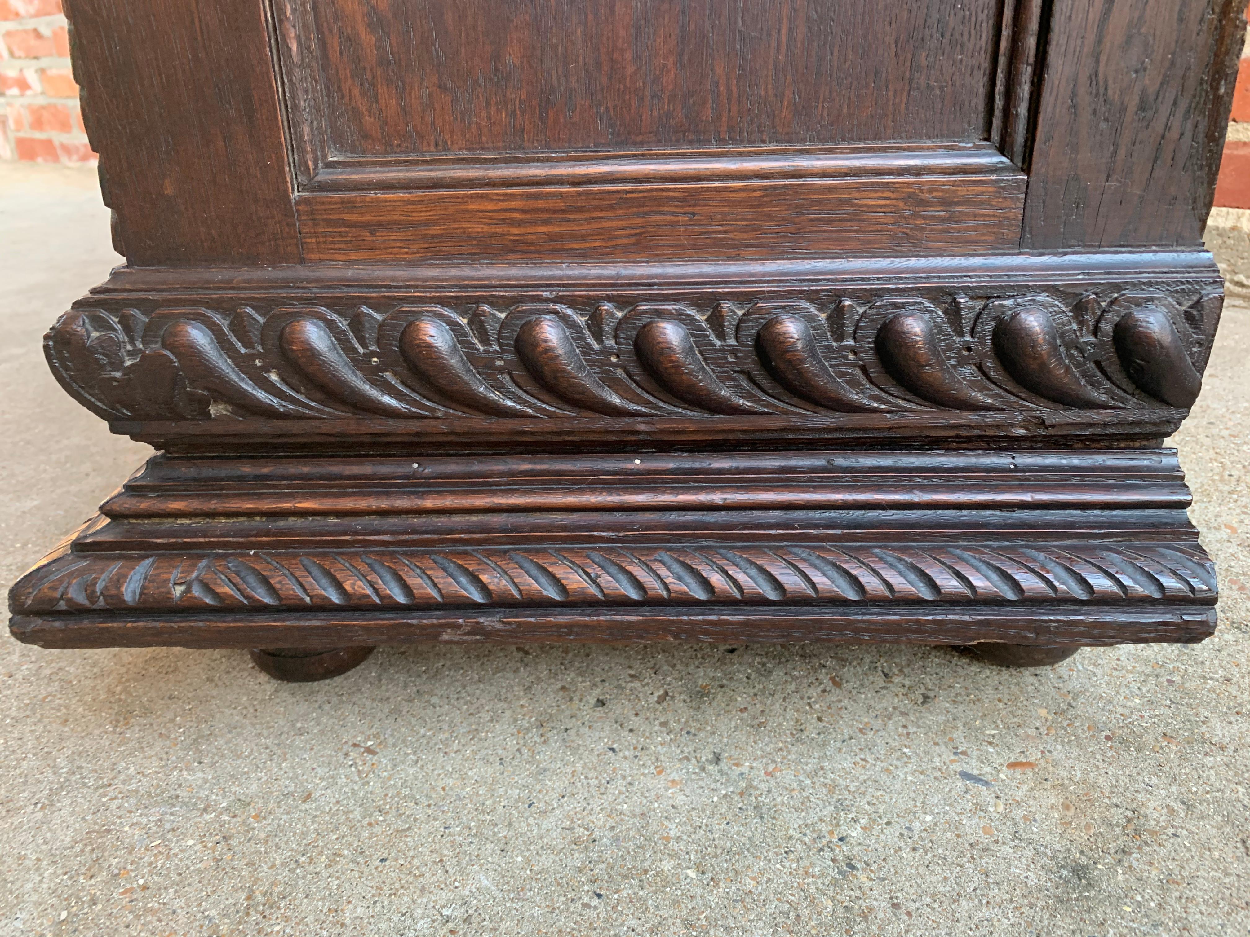 Antique French Carved Oak Barley Twist Square End Table Pedestal Bronze Stand 8
