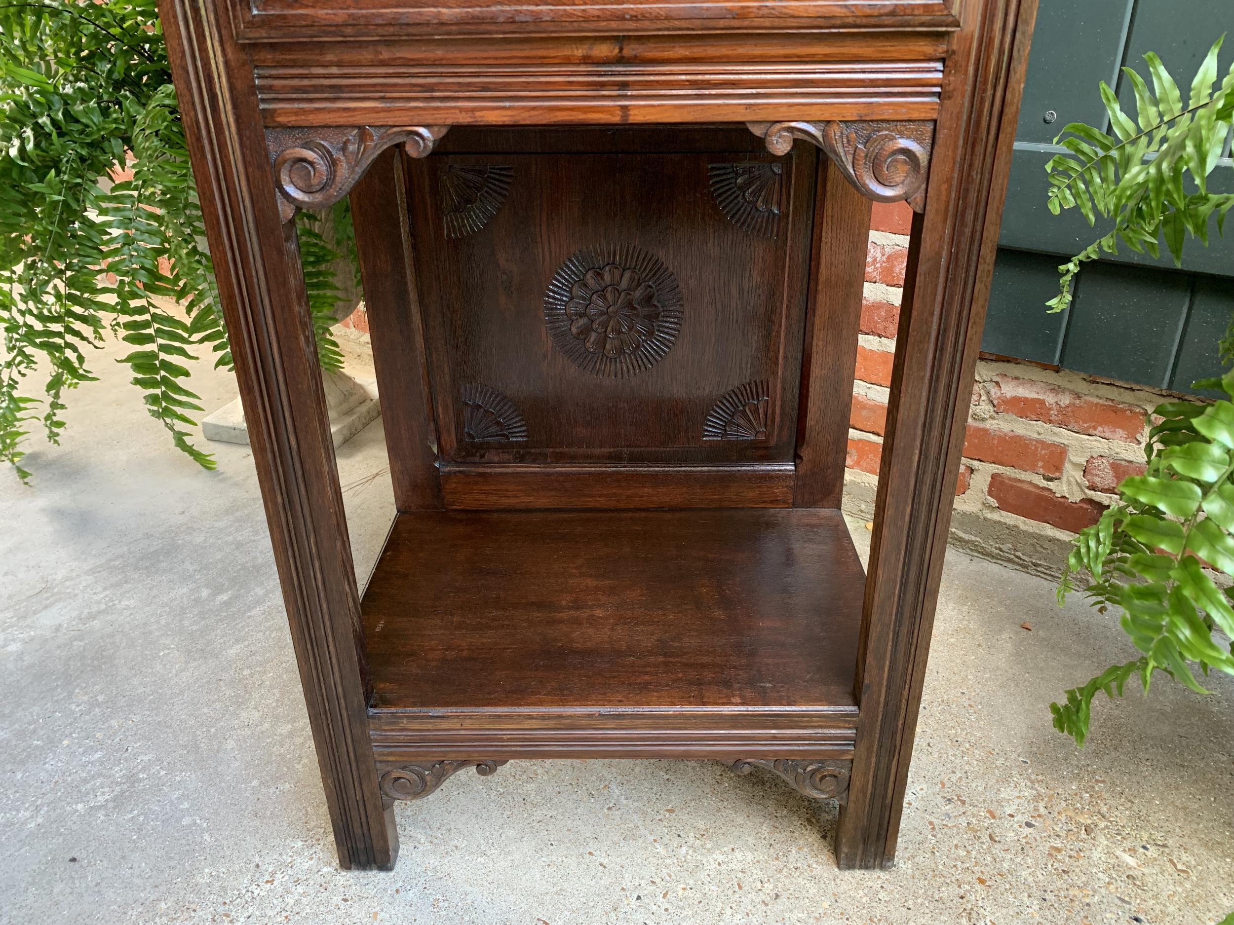 Antique French Carved Oak Cabinet Breton Bagpipe Brittany Petite Bookcase Wine 1