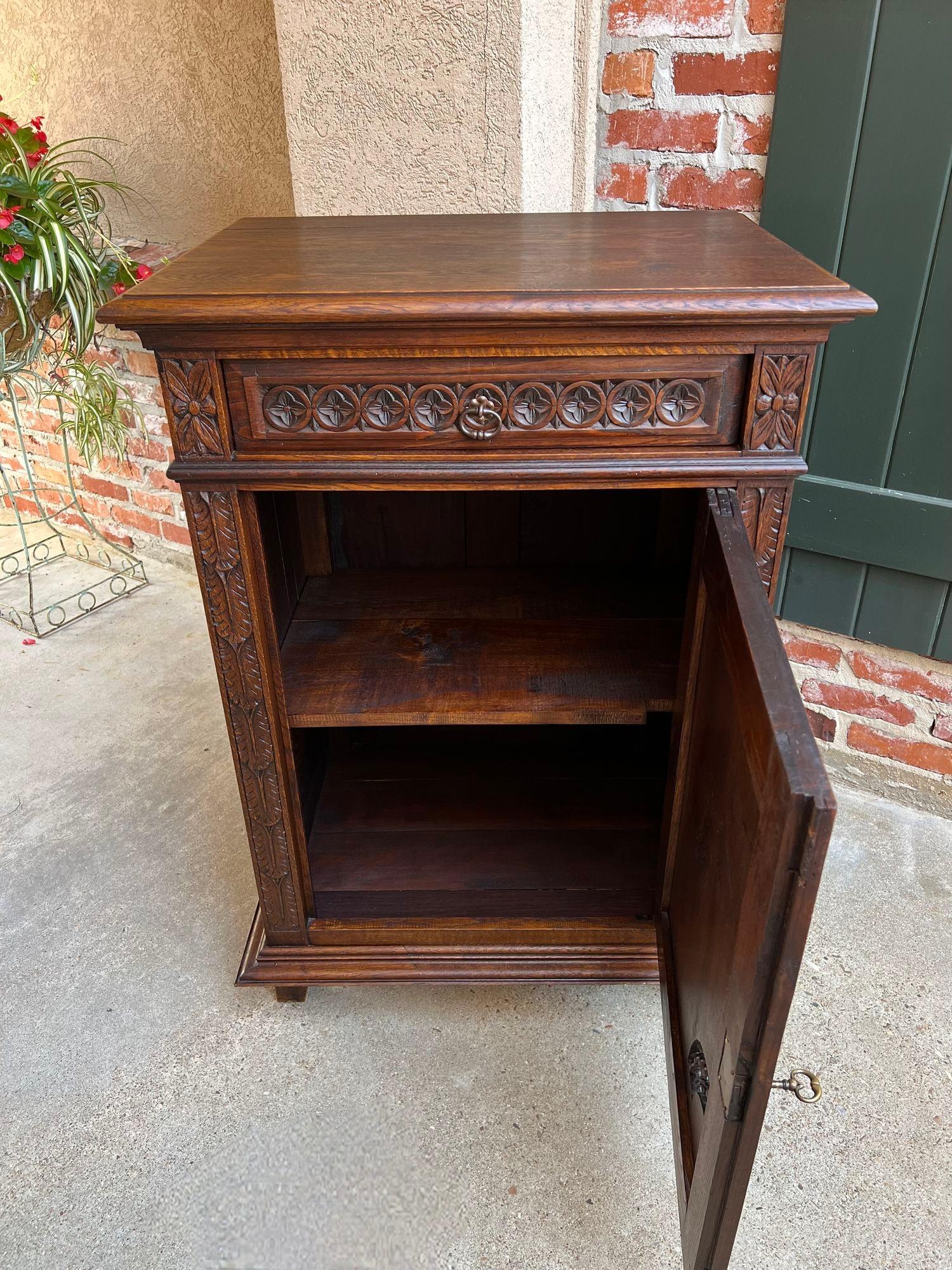 Antique French Carved Oak Cabinet Breton Brittany Drinks Sideboard Table 4