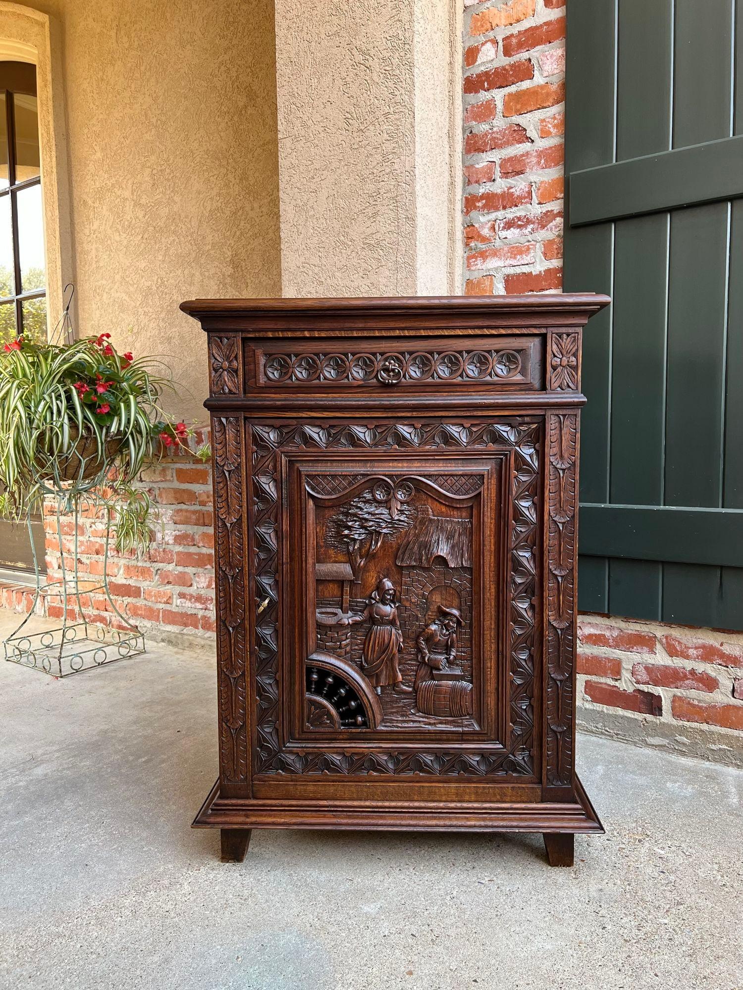 Antique French Carved Oak Cabinet Breton Brittany Drinks Sideboard Table 8