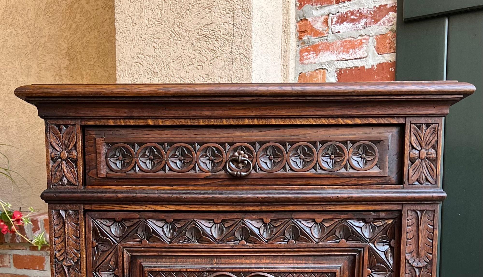 Antique French Carved Oak Cabinet Breton Brittany Drinks Sideboard Table 9