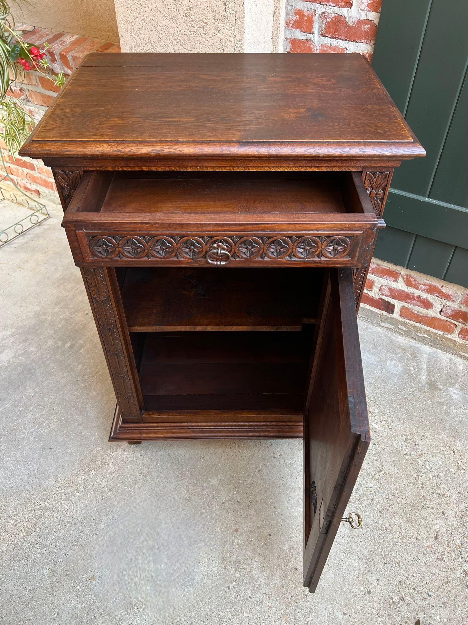 Antique French Carved Oak Cabinet Breton Brittany Drinks Sideboard Table 12