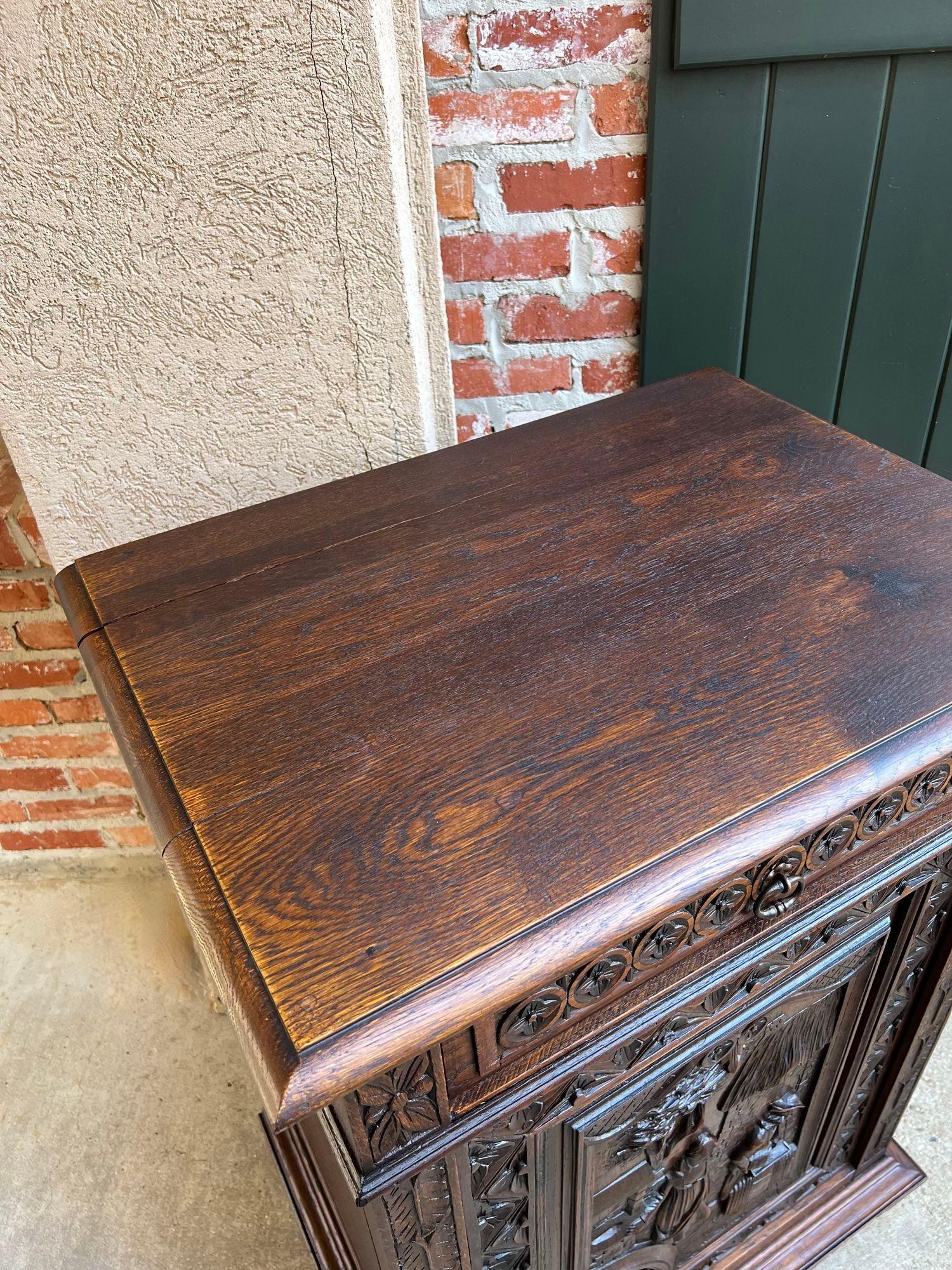 Antique French Carved Oak Cabinet Breton Brittany Drinks Sideboard Table 13