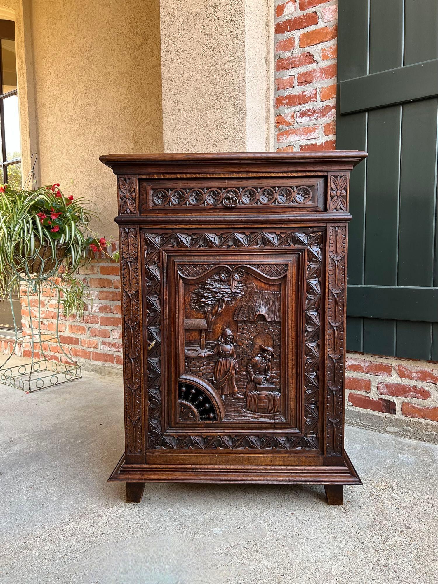 Antique French carved oak cabinet Breton Brittany liqor bar sideboard table.

 Direct from the Brittany region of France, a lovely antique French ‘confiturier’ or jam cabinet. These cabinets are one of our most requested antiques, as they have so