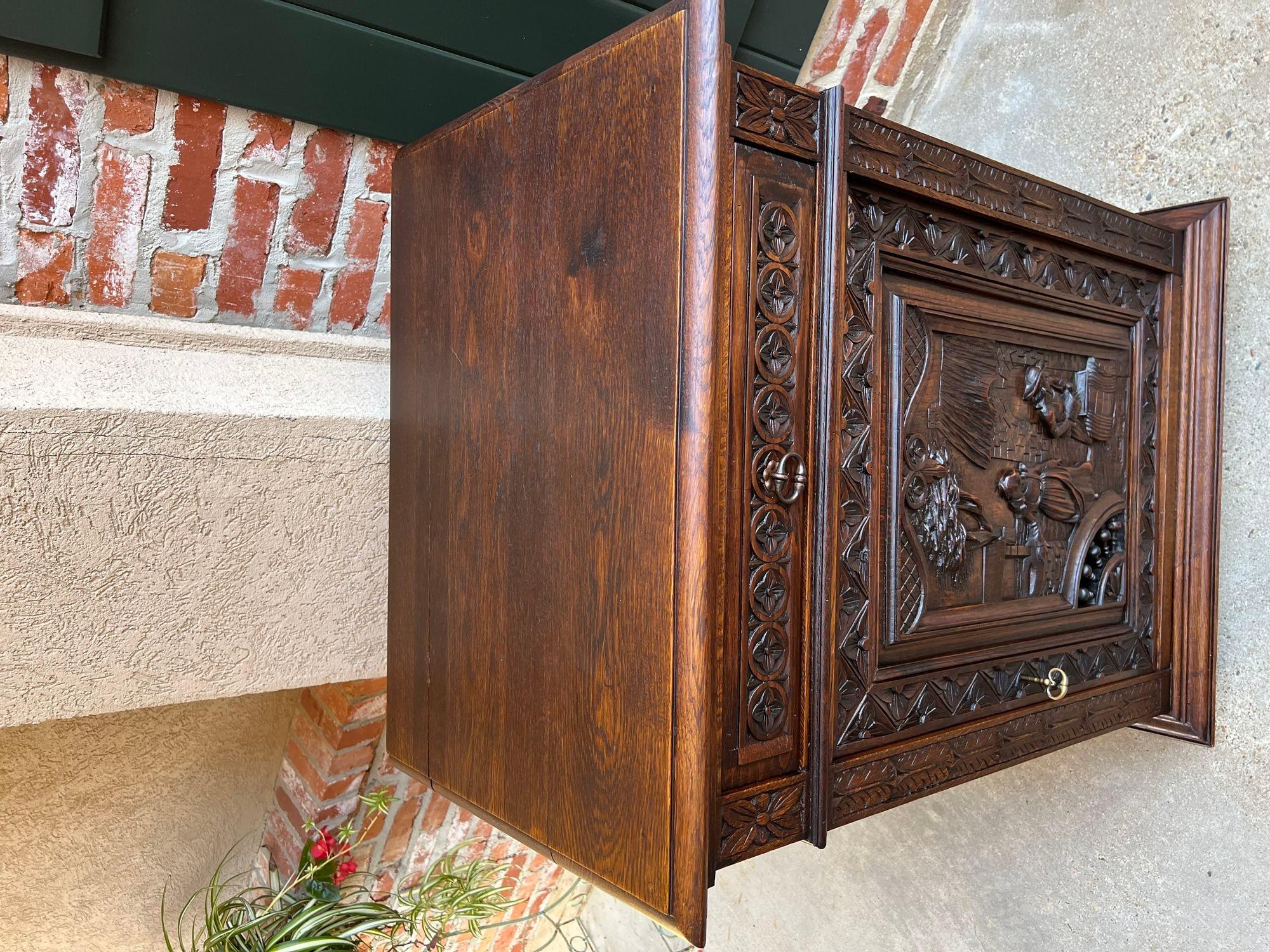 Antique French Carved Oak Cabinet Breton Brittany Drinks Sideboard Table 2