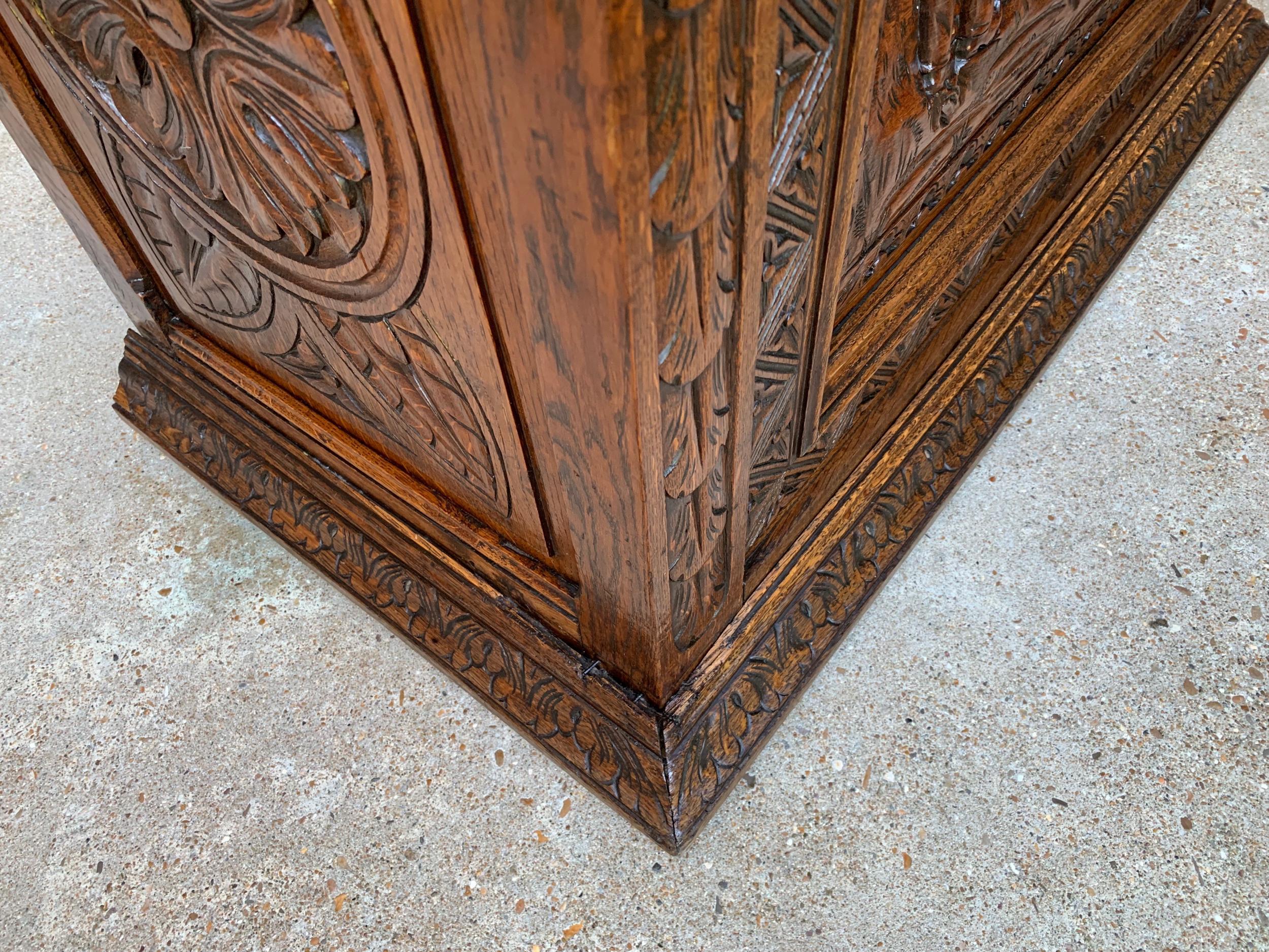 Antique French Carved Oak Chest Trunk Cabinet Breton Brittany Bocce Ball 19th C 5