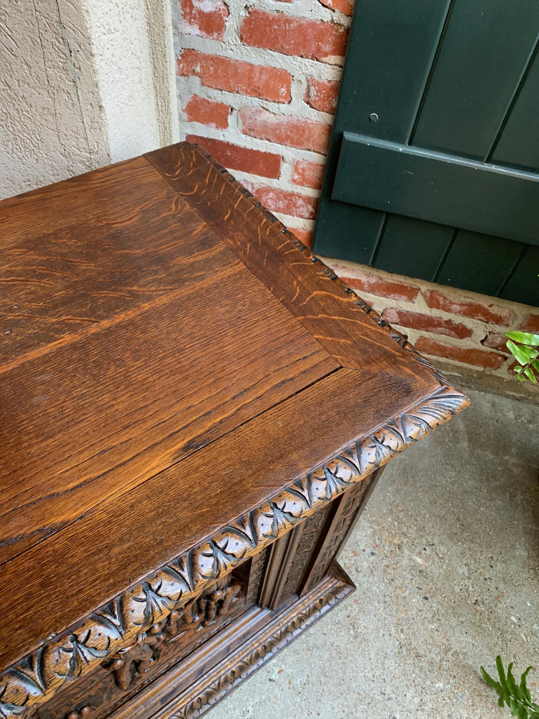 Antique French Carved Oak Chest Trunk Cabinet Breton Brittany Bocce Ball 19th C 12