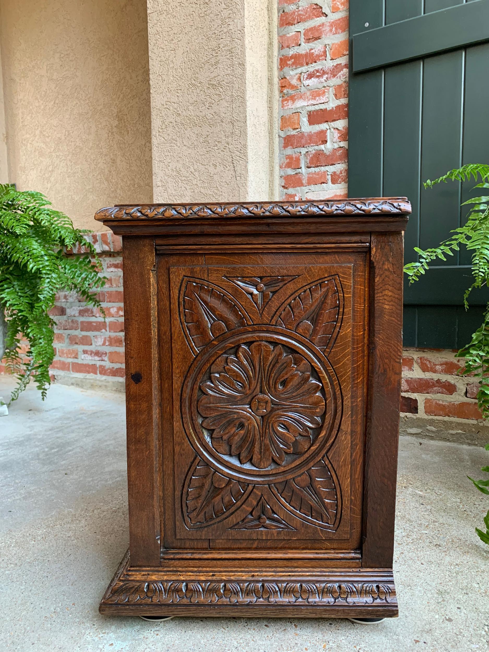 19th Century Antique French Carved Oak Chest Trunk Cabinet Breton Brittany Bocce Ball 19th C