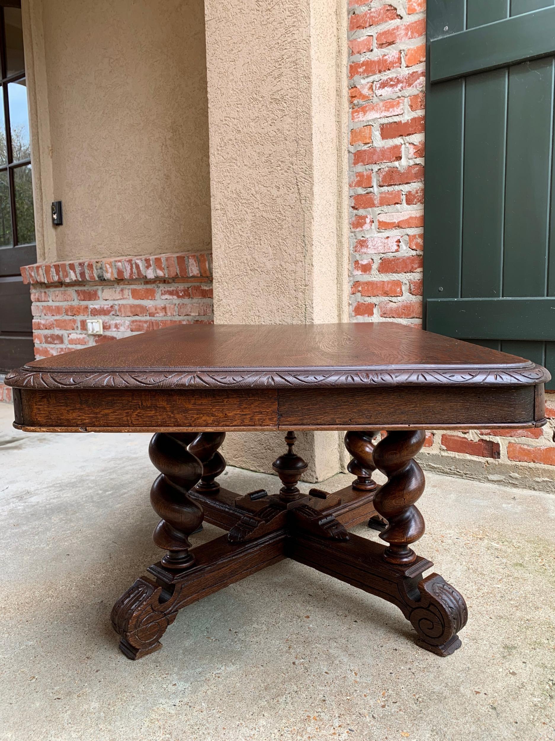 Antique French Carved Oak Coffee Table Barley Twist Rectangle Renaissance 5