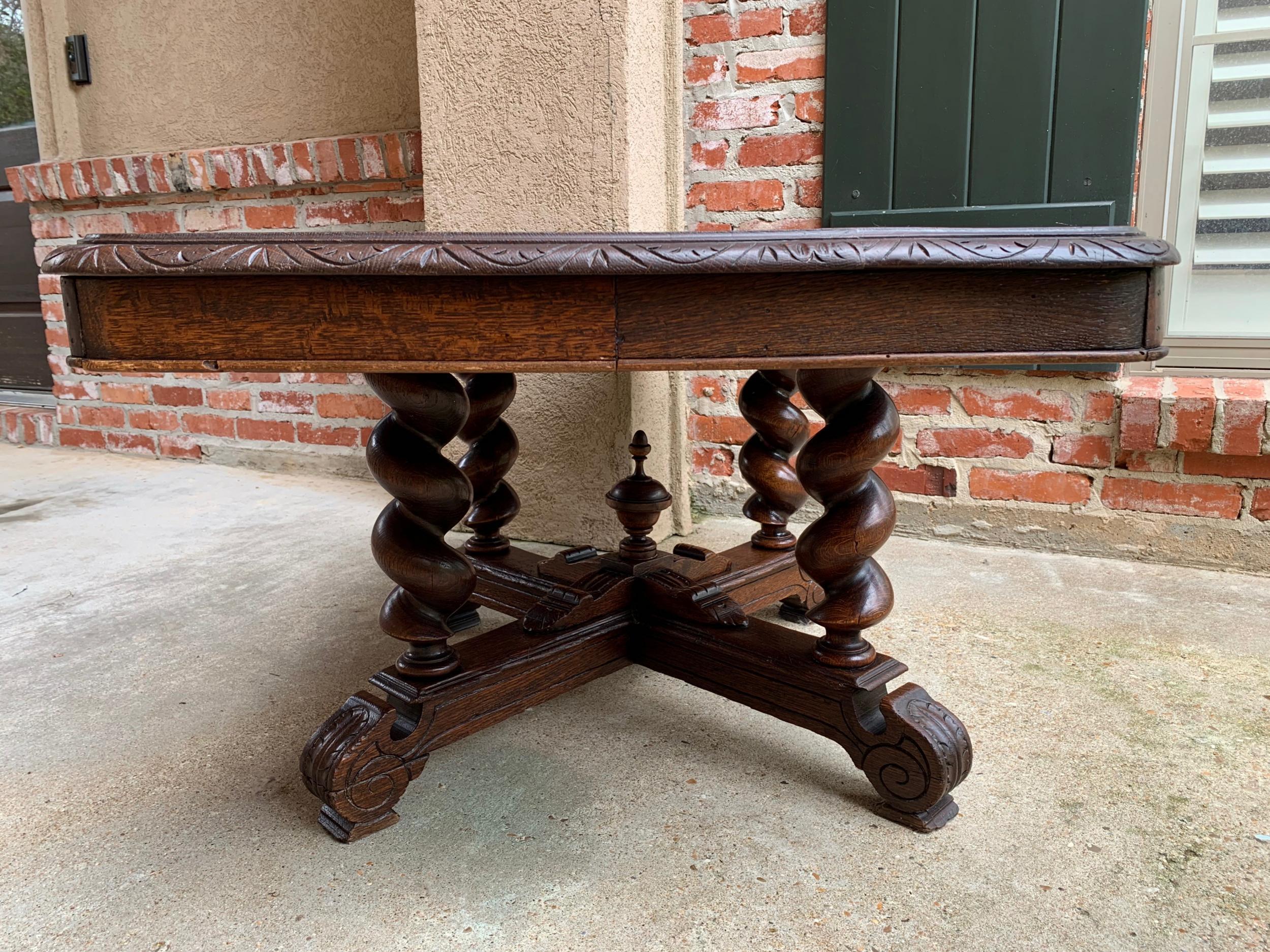 Antique French Carved Oak Coffee Table Barley Twist Rectangle Renaissance 10