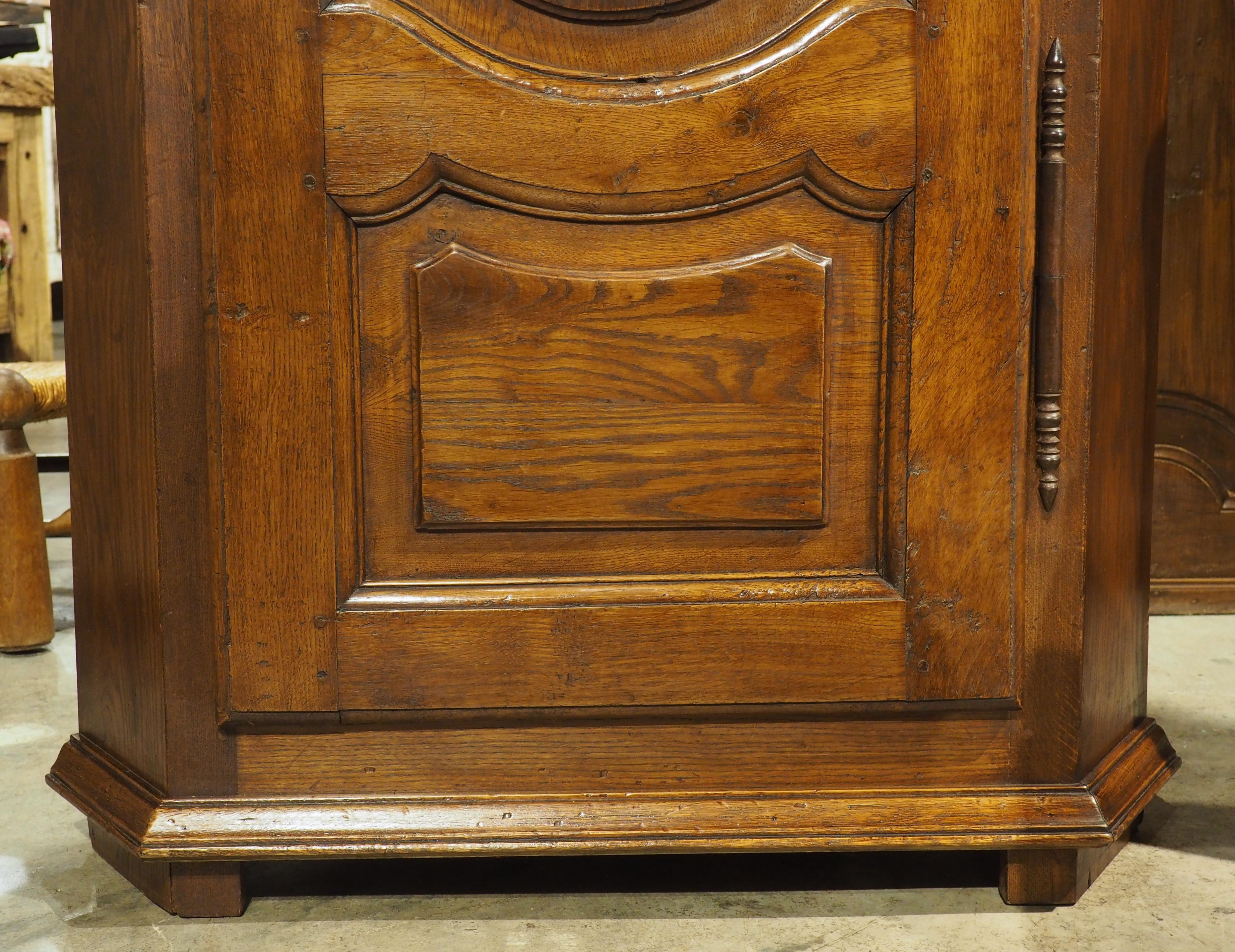 Metal Antique French Carved Oak Corner Cabinet, Circa 1885 For Sale
