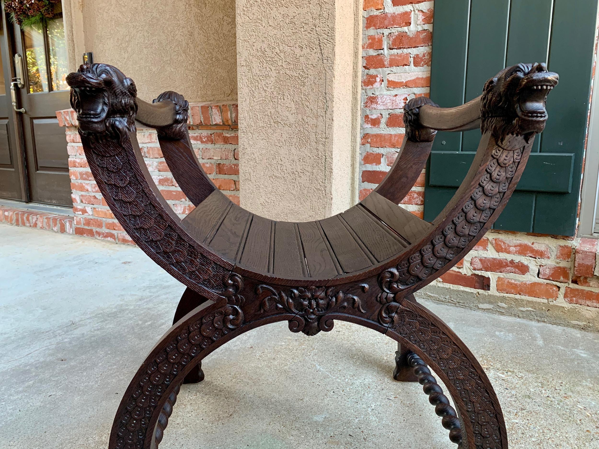 antique chair with lion head arms