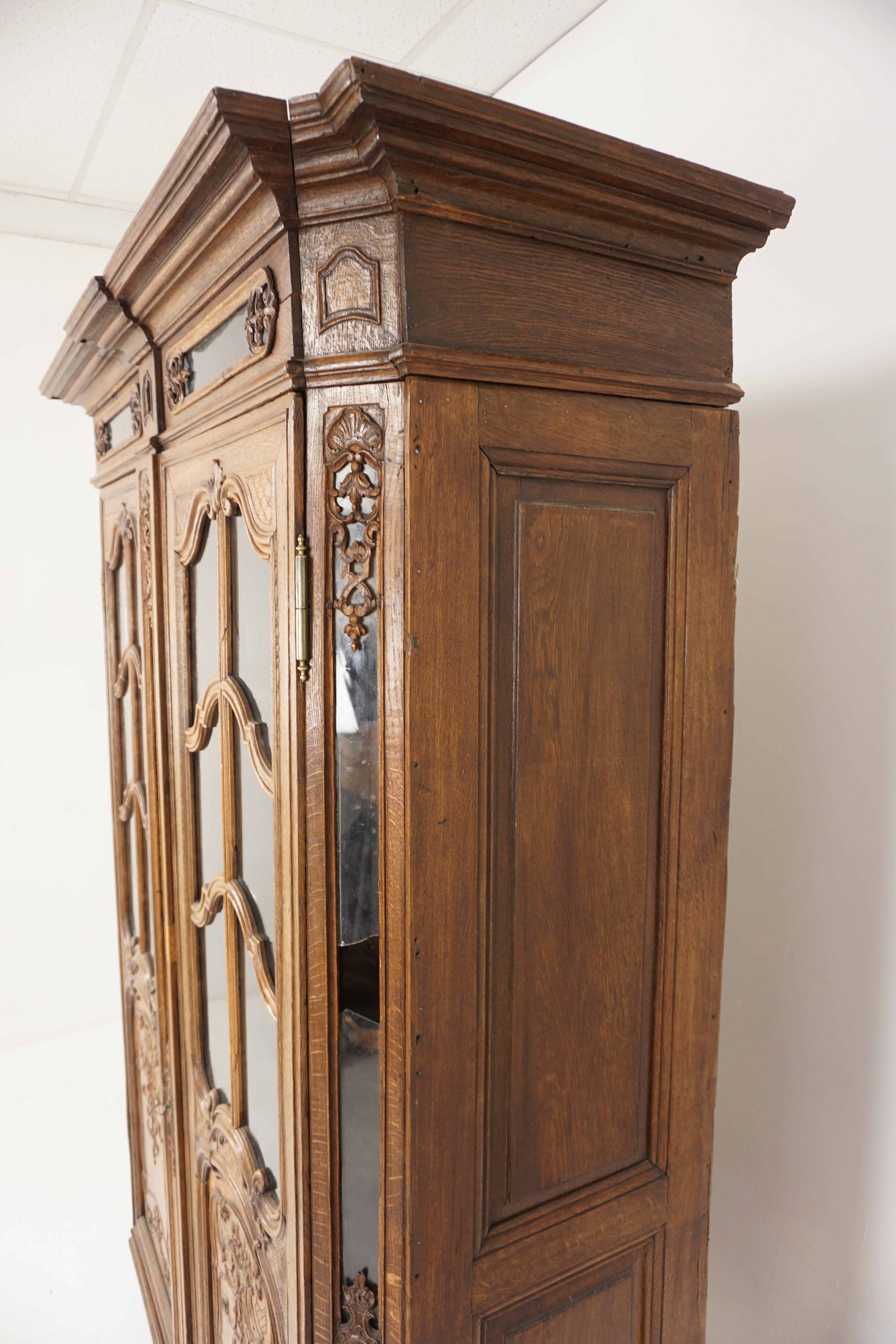 Antique French, Carved Oak Display Cabinet Bookcase, France, 1880, H109 For Sale 7