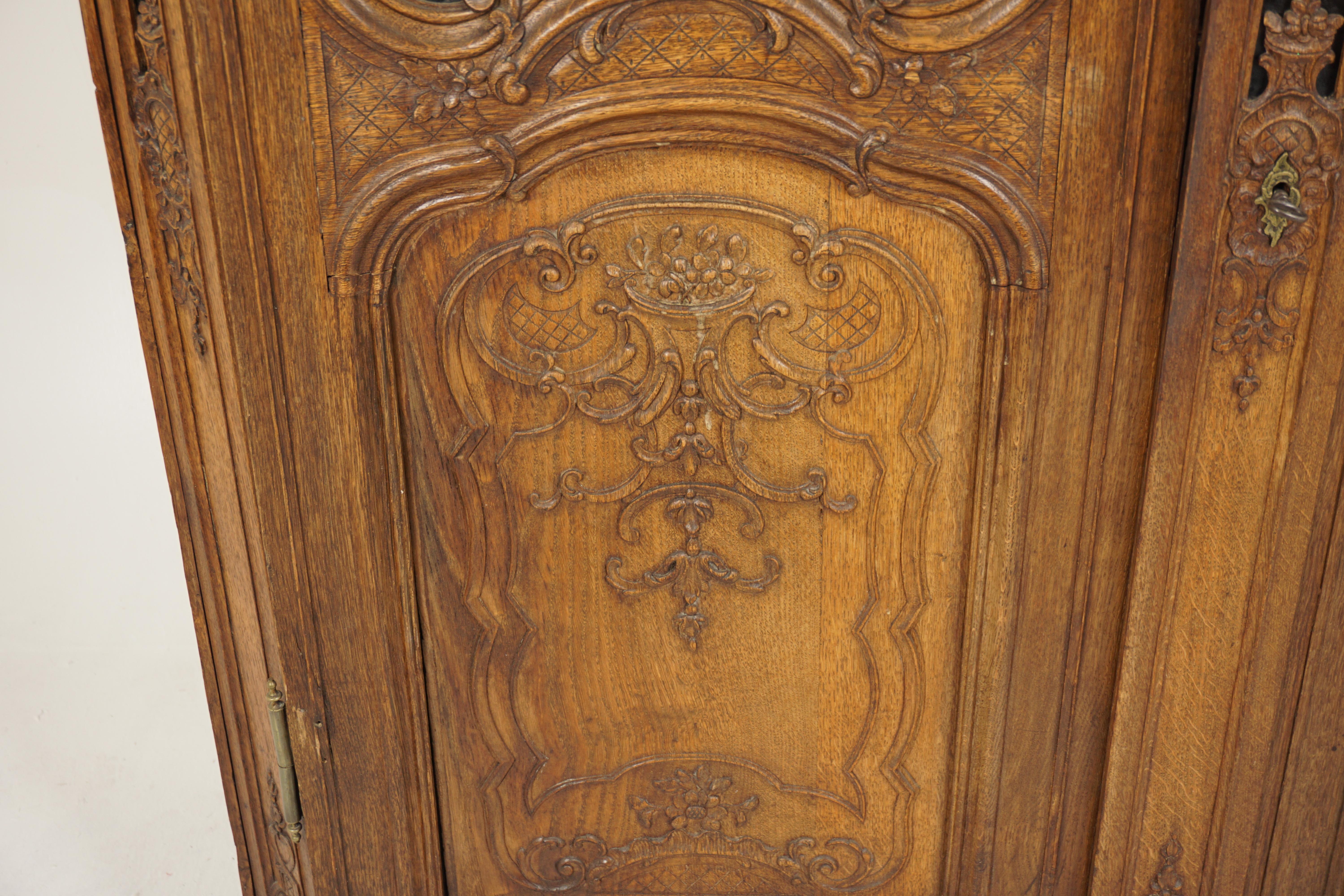Antique French, Carved Oak Display Cabinet Bookcase, France, 1880, H109 For Sale 9