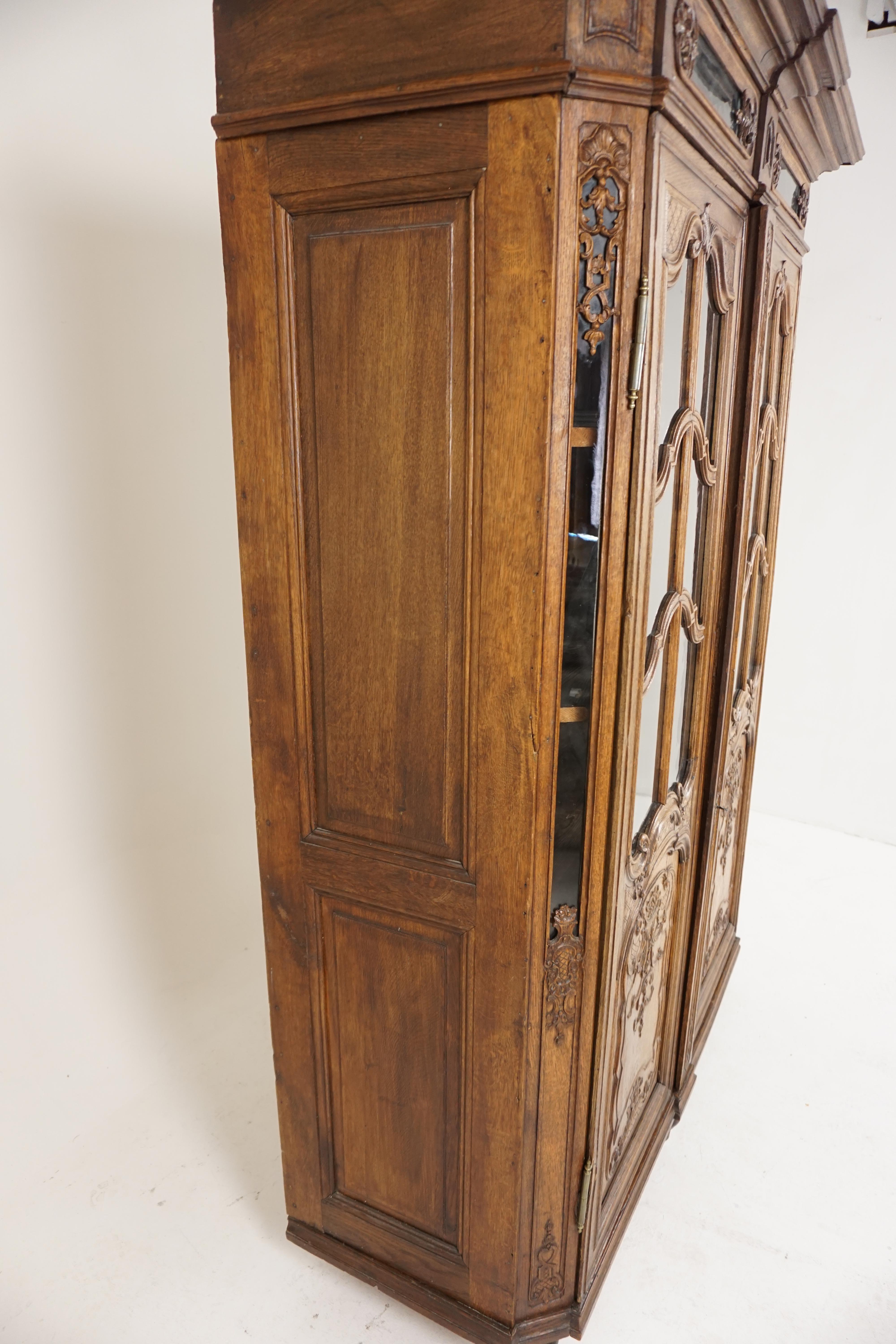 Antique French Carved Oak Display Cabinet, Bookcase France 1890, B2037 5