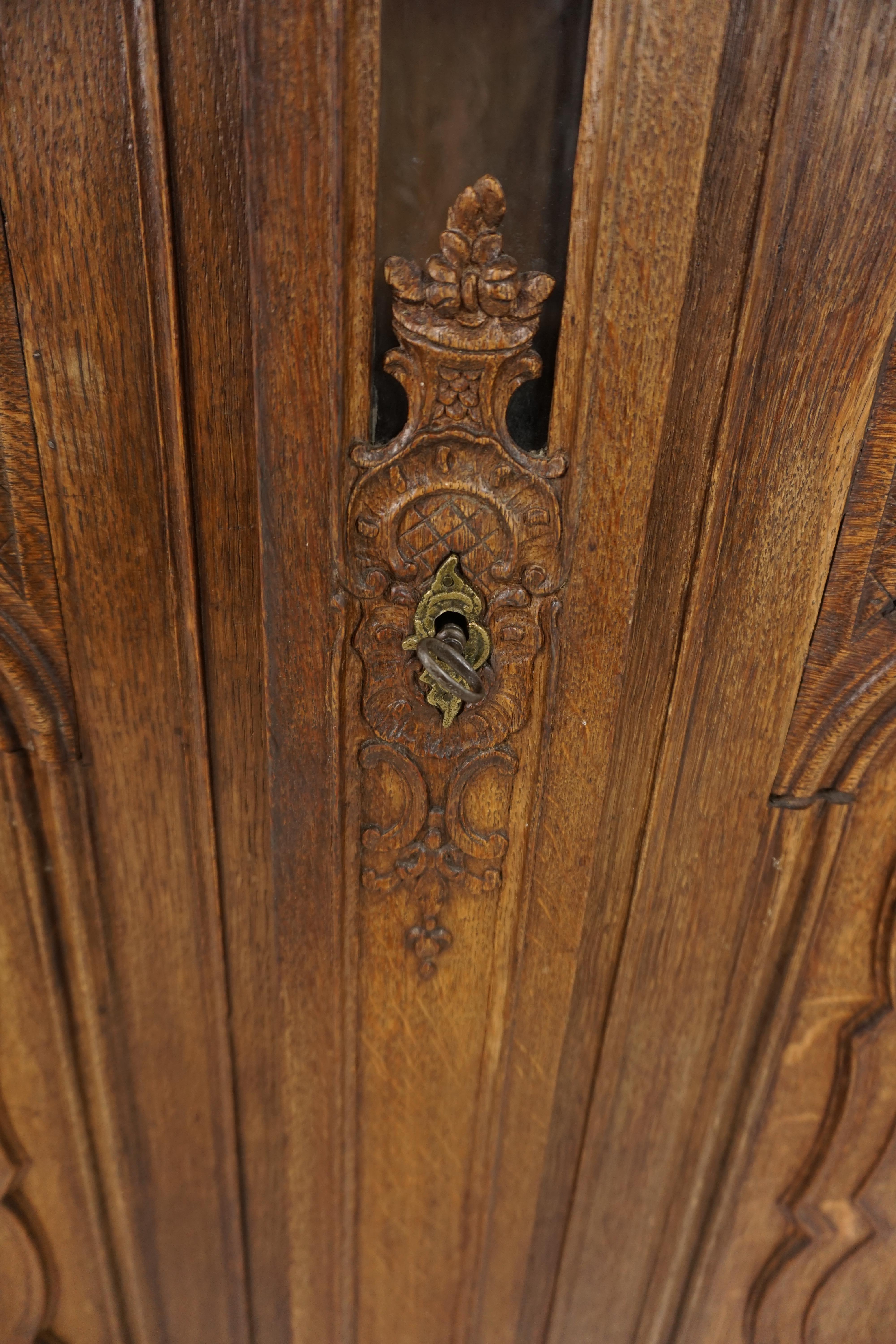 Antique French Carved Oak Display Cabinet, Bookcase France 1890, B2037 1