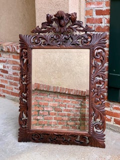 Antique French Carved Oak Frame Beveled Mirror Wall Pier Mantel Renaissance (Specchio smussato)