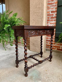 19th century French Carved Oak Game Table Barley Twist Louis XIII Renaissance