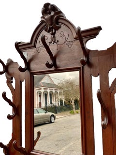 Antique French Carved Oak Hall Tree