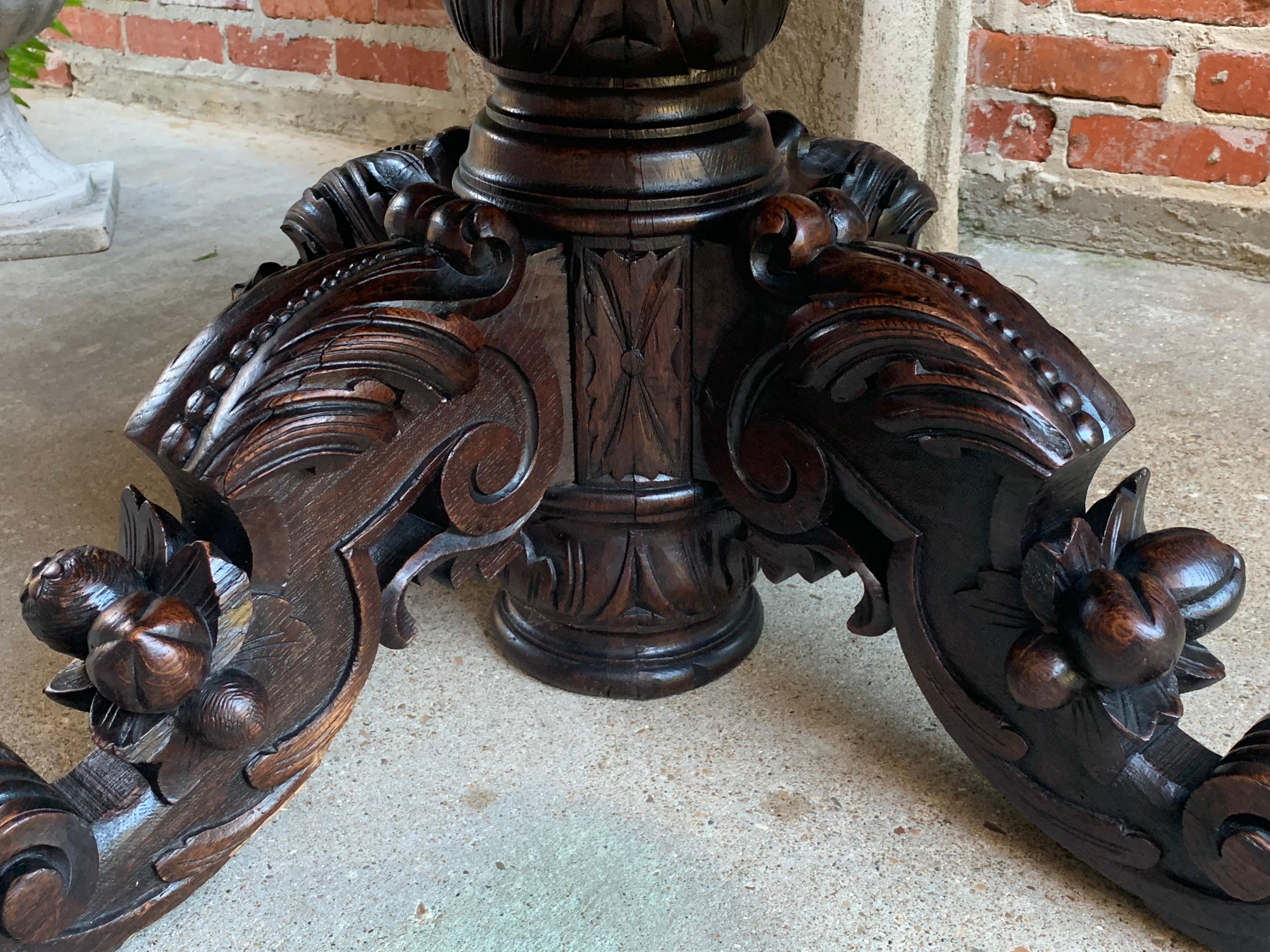 Antique French Carved Oak Hunt Coffee Table Renaissance Black Forest Oval c1900 8