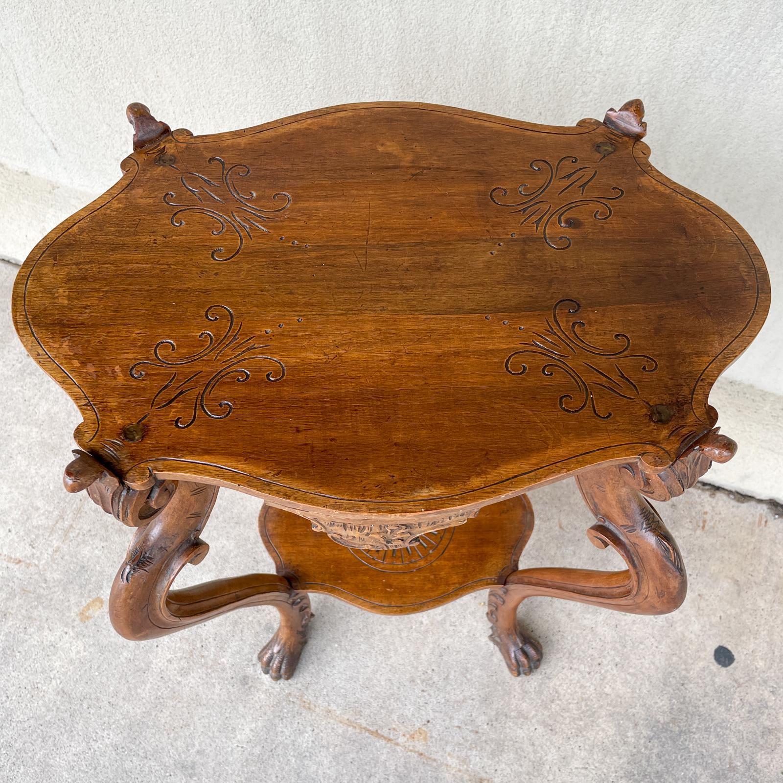 Antique French Carved Oak Louis XVI Tray Top Table In Good Condition In Houston, TX