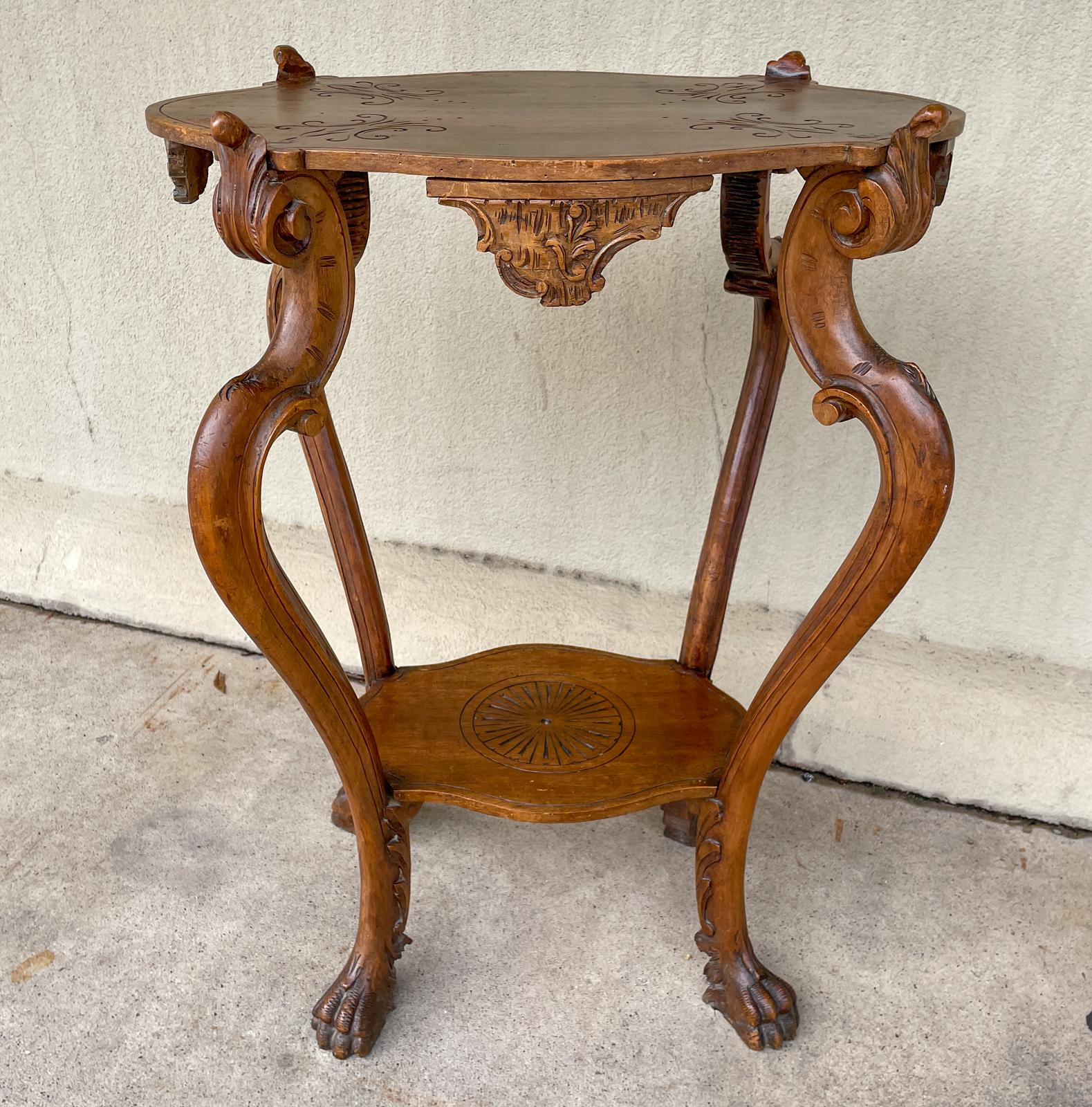 19th Century Antique French Carved Oak Louis XVI Tray Top Table