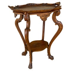 Antique French Carved Oak Louis XVI Tray Top Table