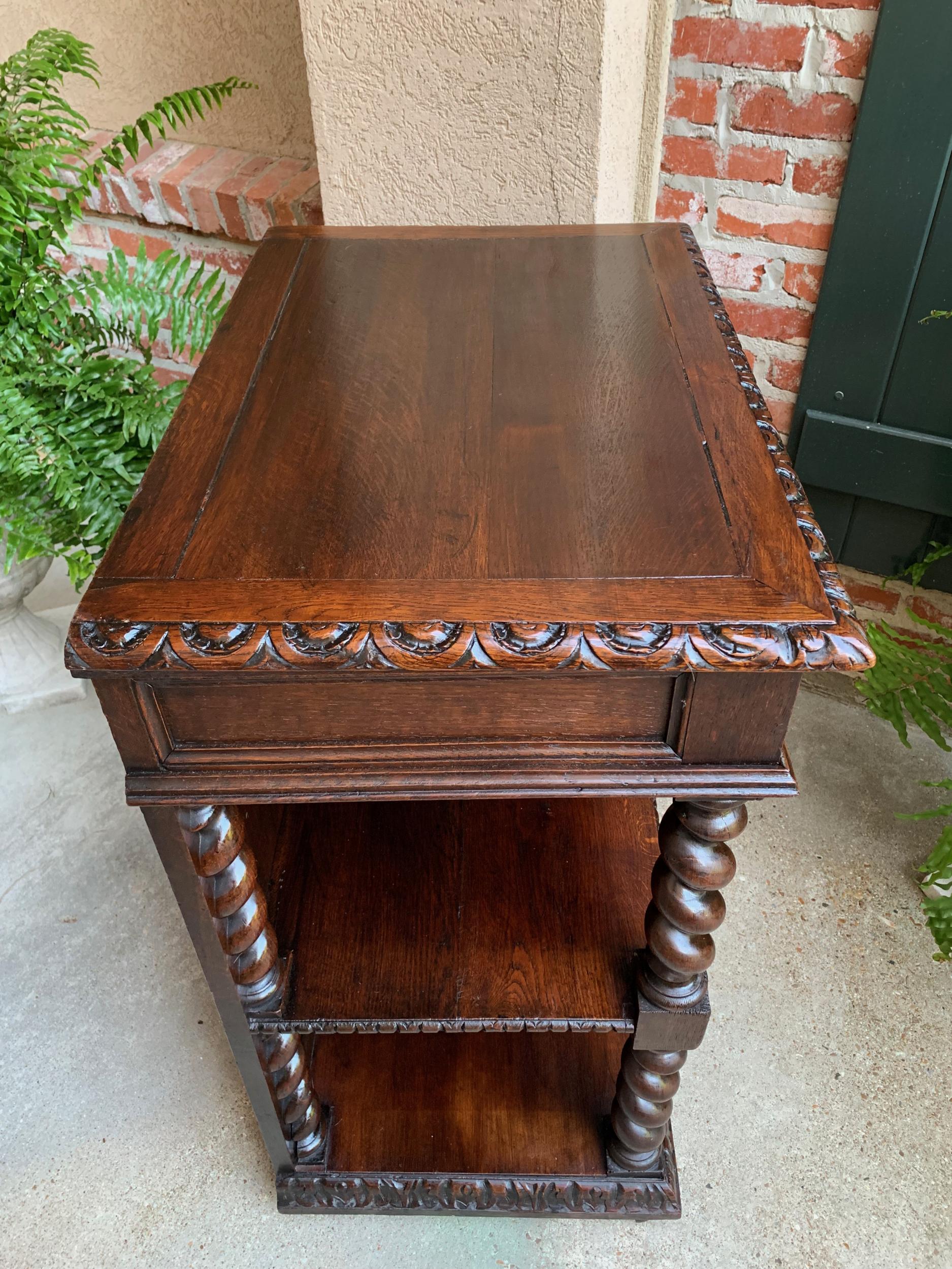 19th century French Petite Bookcase Server Barley Twist Louis XIII Carved Oak  For Sale 14