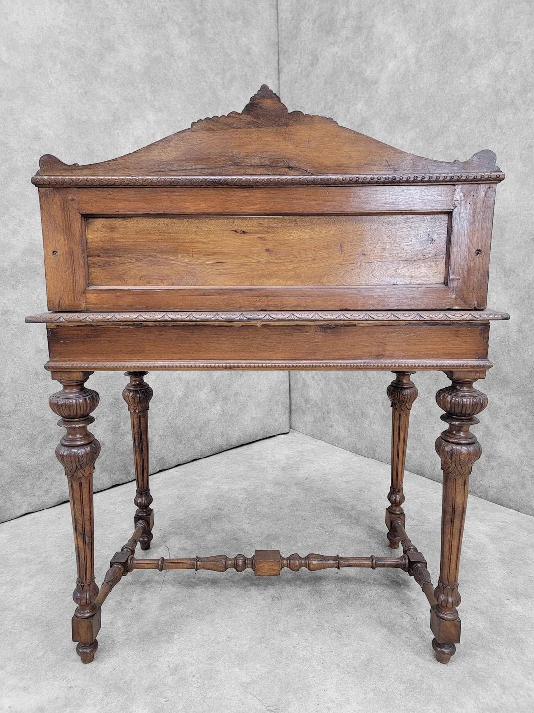 Antique French Carved Oak Petite Writing Desk For Sale 2
