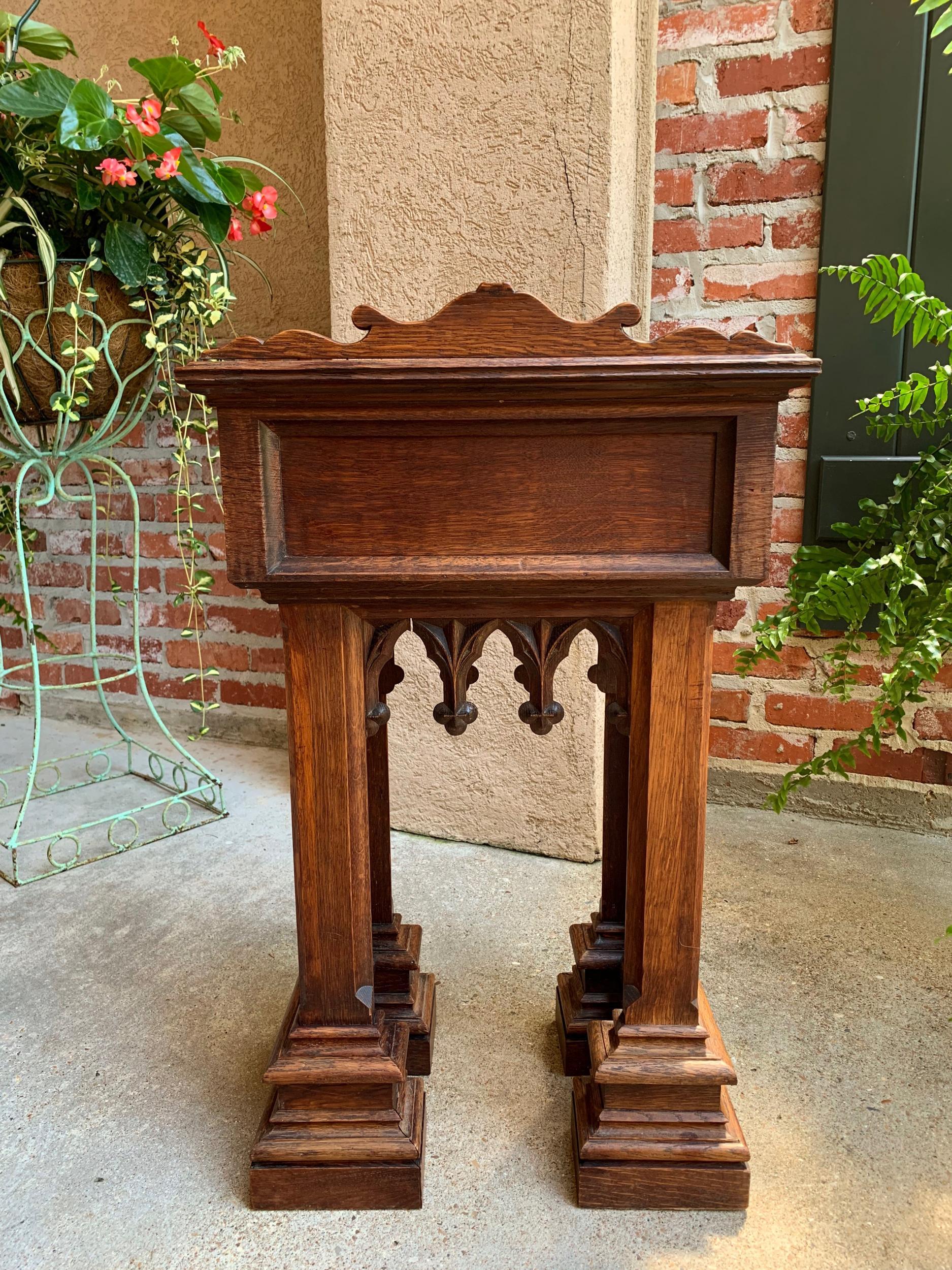 Antique French Carved Oak Podium Table Top Lectern Gothic Liturgical Bible Box 4