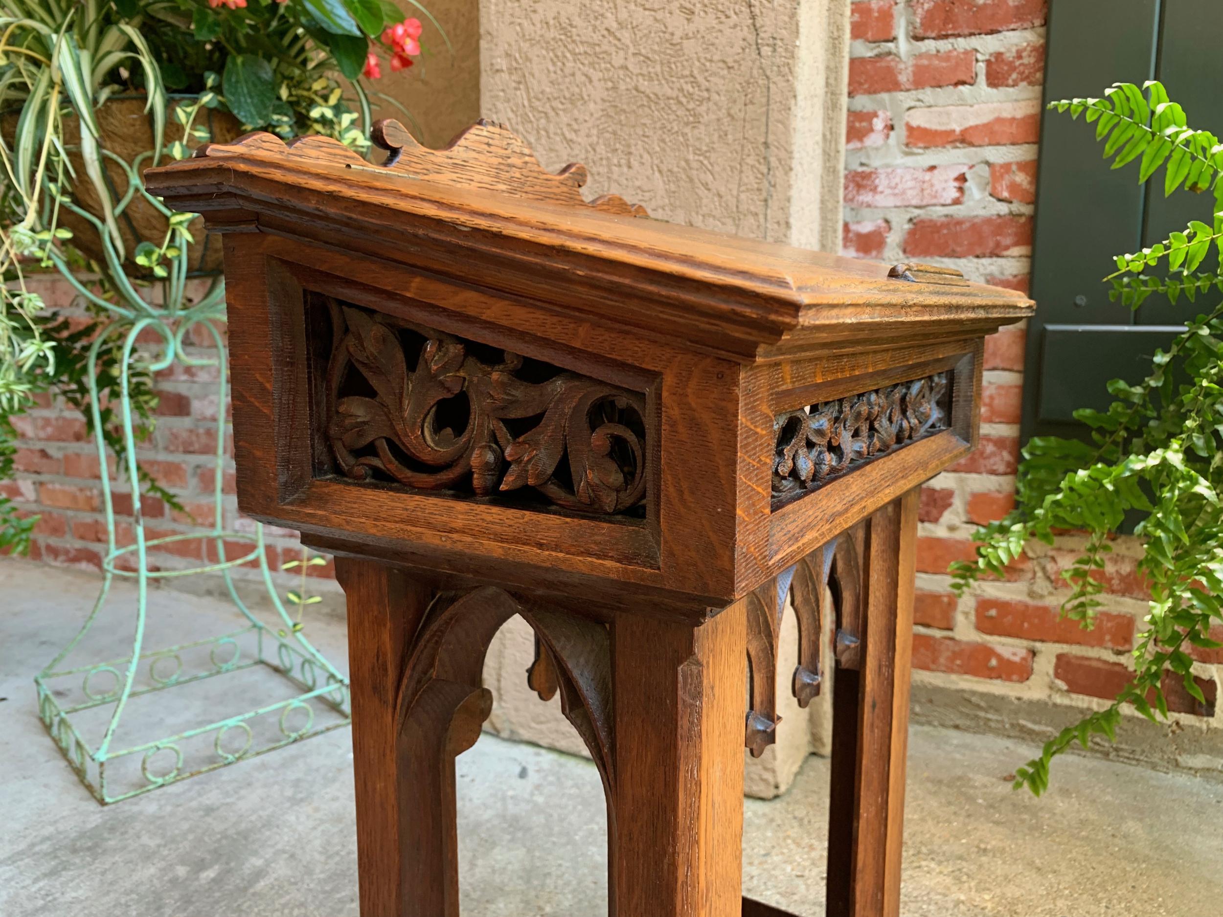 Antique French Carved Oak Podium Table Top Lectern Gothic Liturgical Bible Box 7
