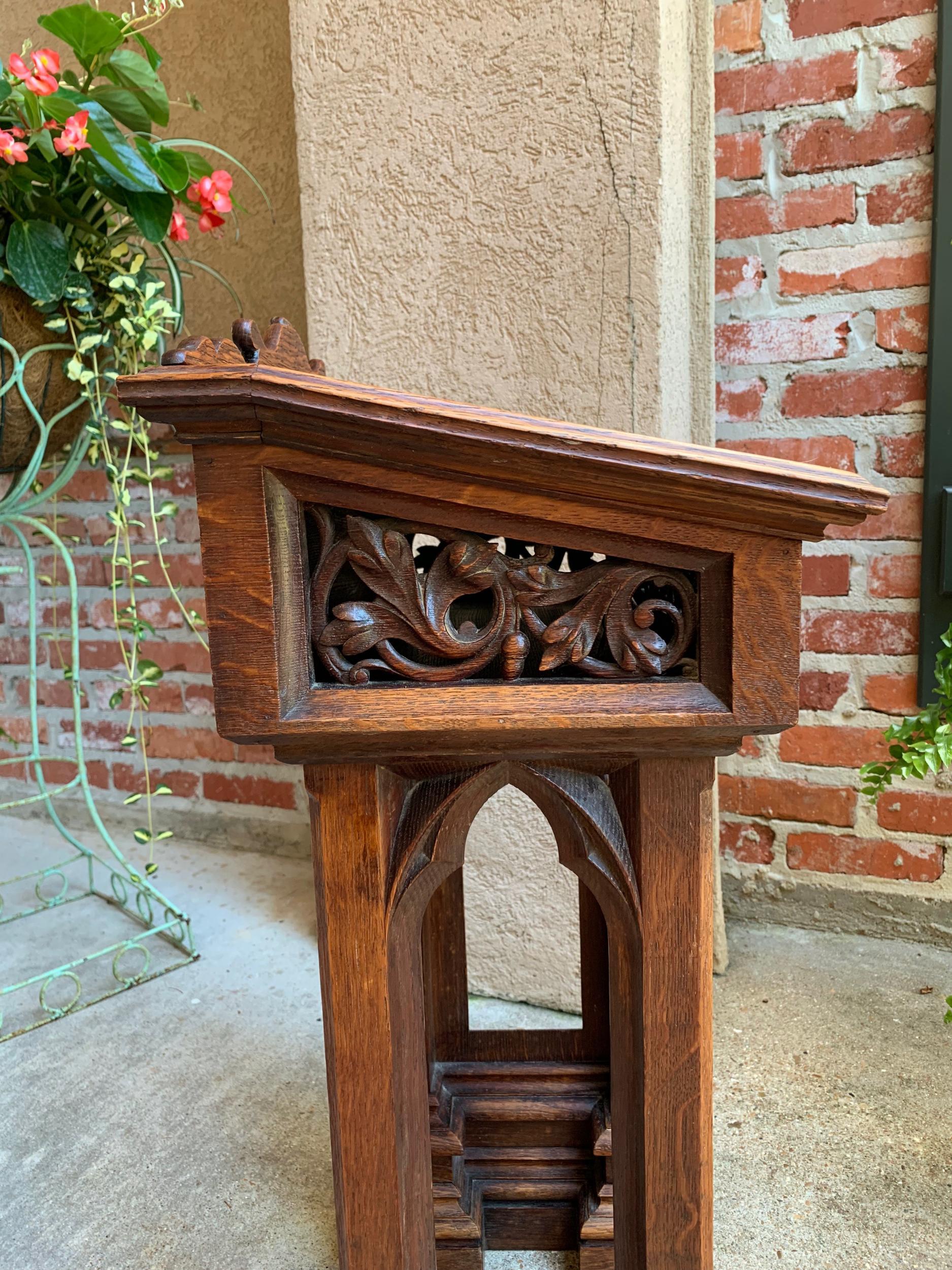 Antique French Carved Oak Podium Table Top Lectern Gothic Liturgical Bible Box 8