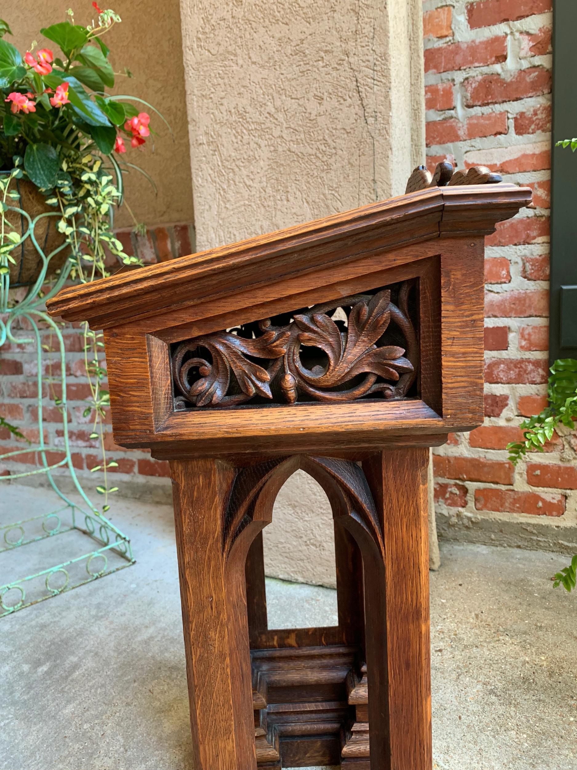Antique French Carved Oak Podium Table Top Lectern Gothic Liturgical Bible Box 9