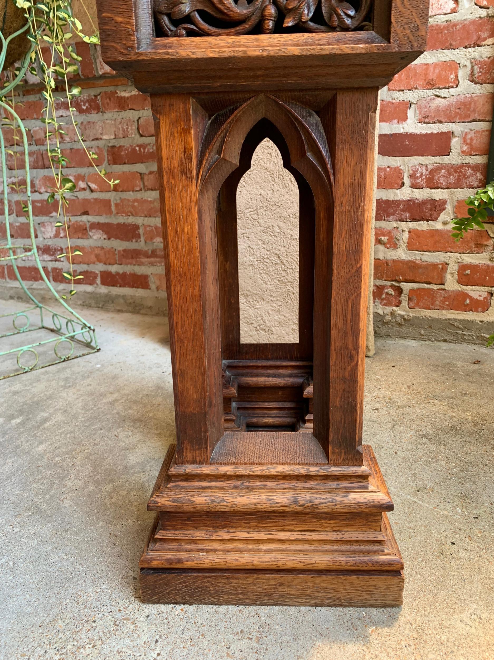 Antique French Carved Oak Podium Table Top Lectern Gothic Liturgical Bible Box 11