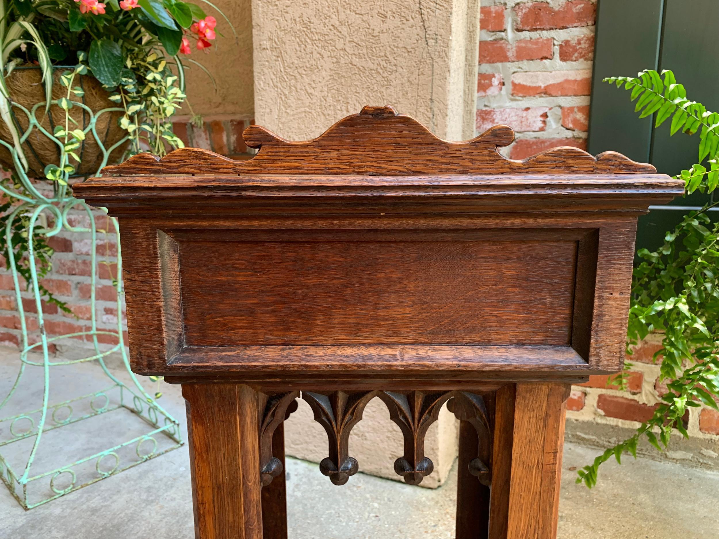 Antique French Carved Oak Podium Table Top Lectern Gothic Liturgical Bible Box 12