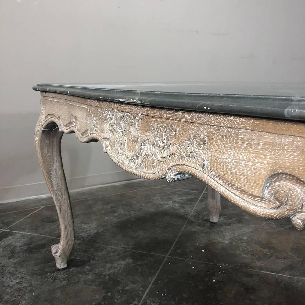 Antique French Carved Oak Regence Painted Faux Marble Top Dining Table, Desk 7