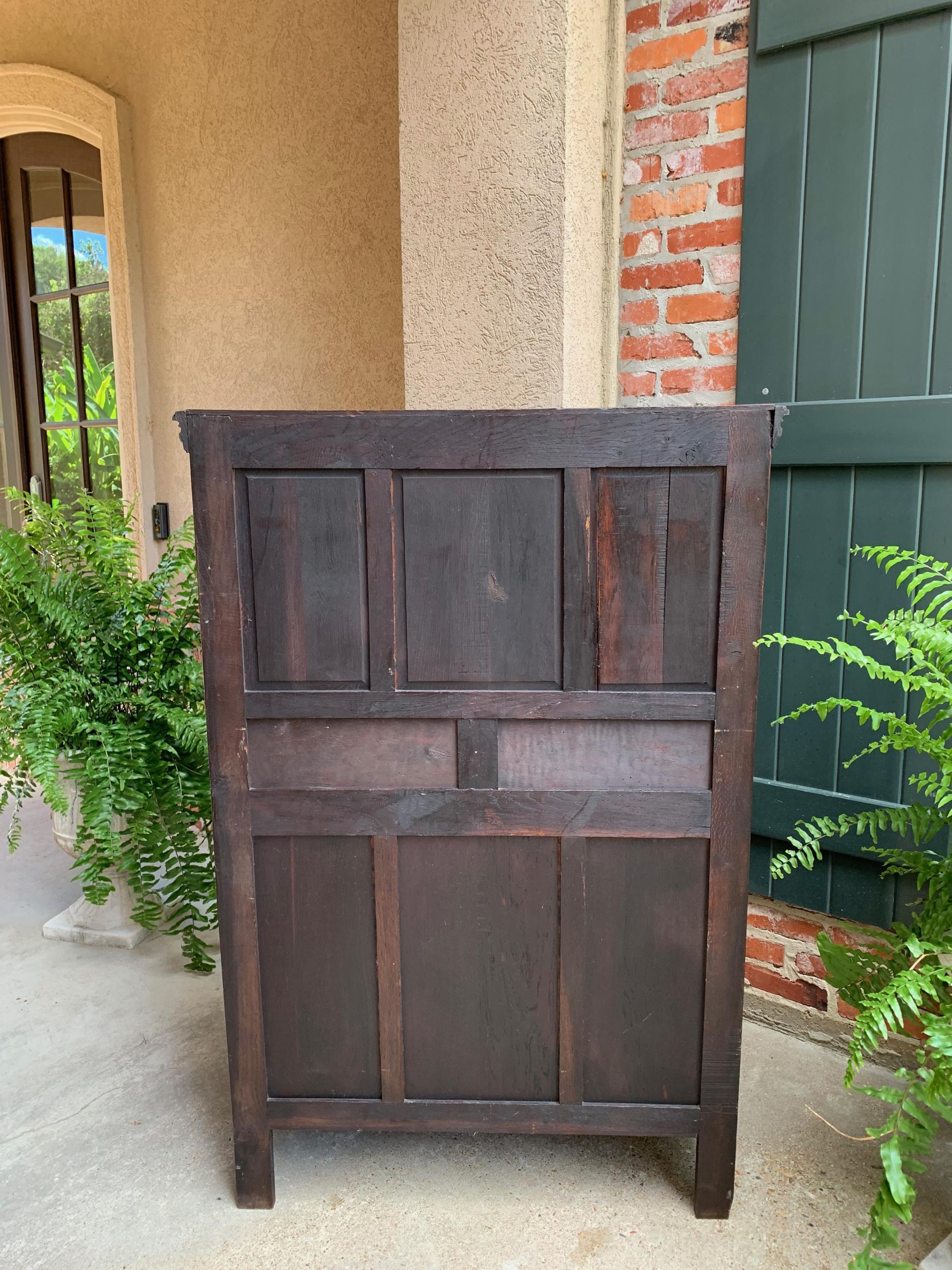 Antique French Carved Oak Renaissance Cabinet Bookcase Court Cupboard 19th C 7