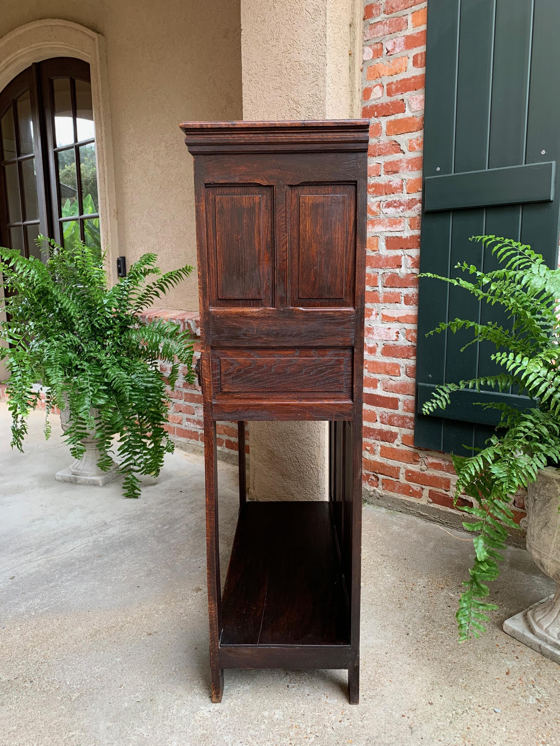 Antique French Carved Oak Renaissance Cabinet Bookcase Court Cupboard 19th C For Sale 14