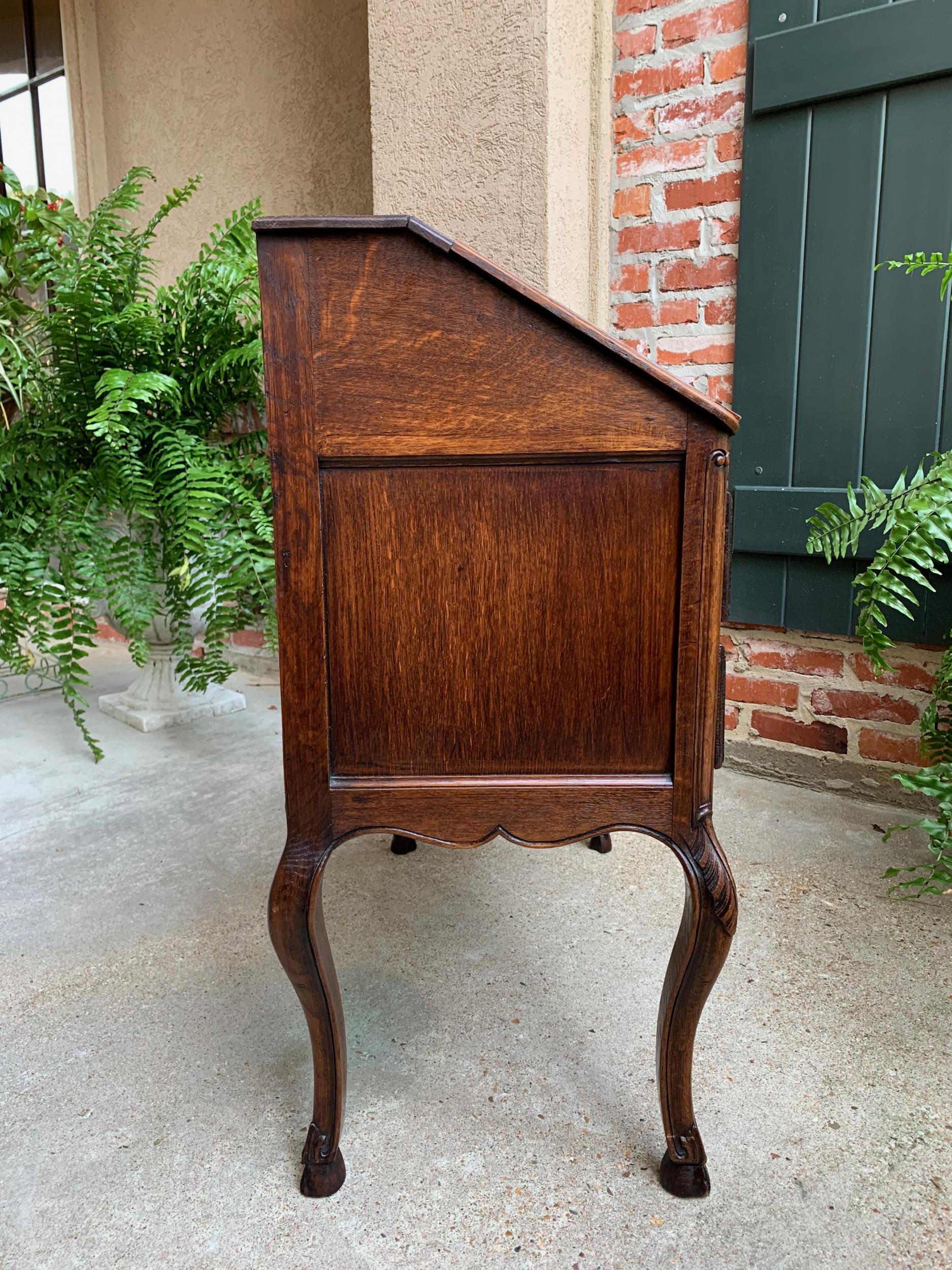 Antique French Carved Oak Secretary Desk Bureau Drop Front Louis XV Style 12